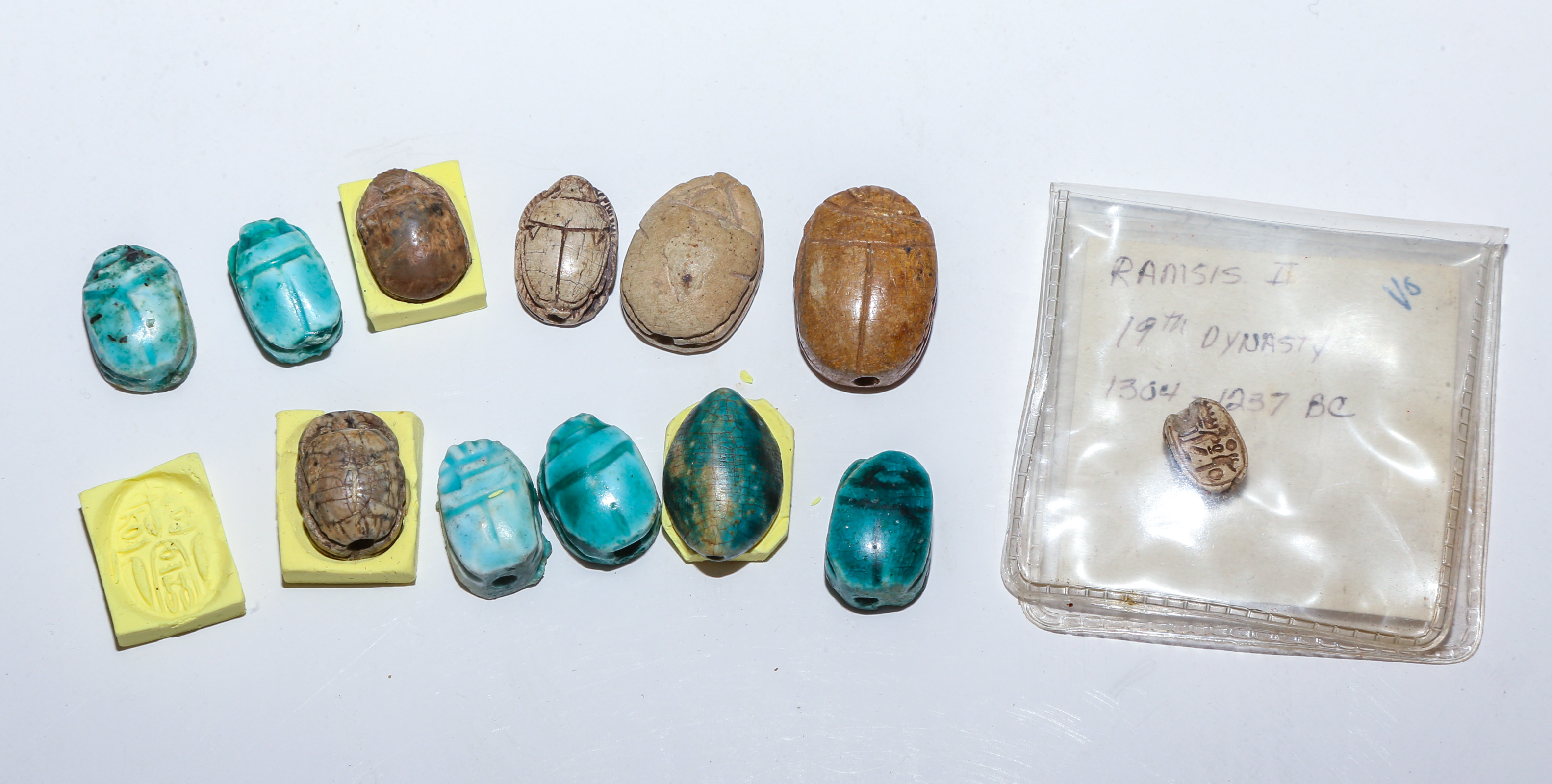SELECTION OF EGYPTIAN FAIENCE SCARAB