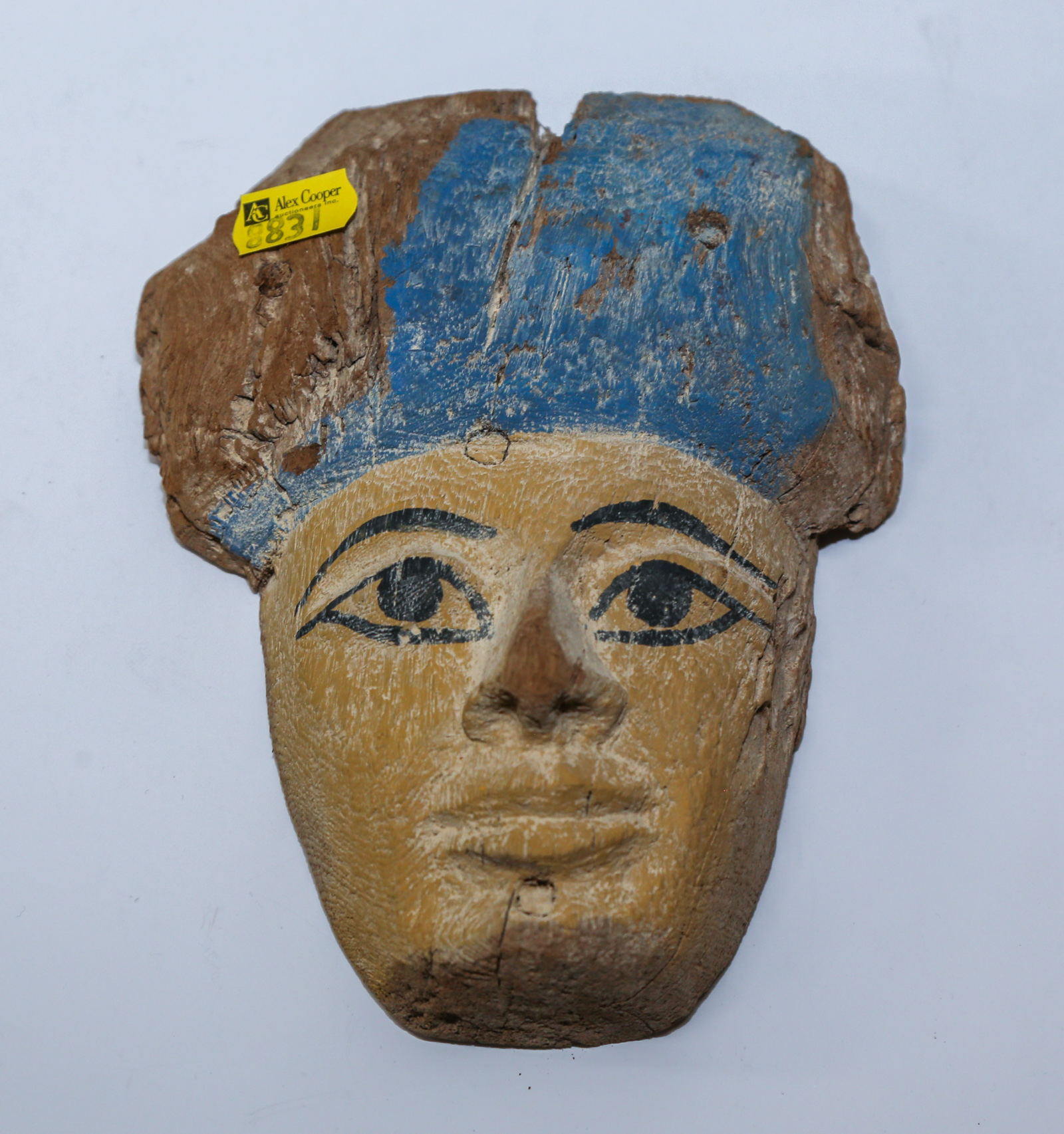 EGYPTIAN PAINTED WOOD MUMMY MASK 3cb021