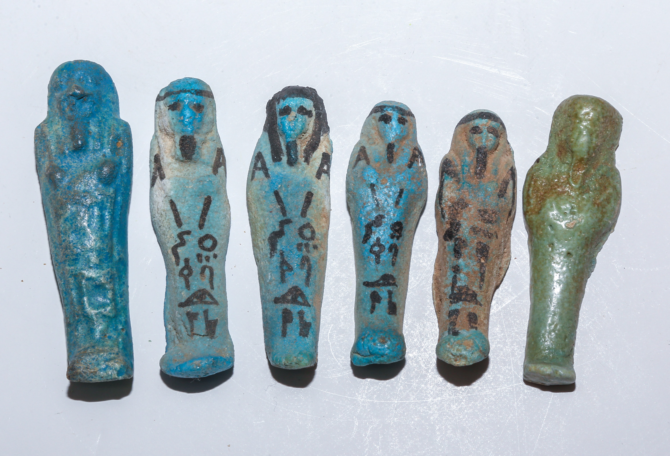 GROUP OF SIX EGYPTIAN FAIENCE USHABTI 3cb01a