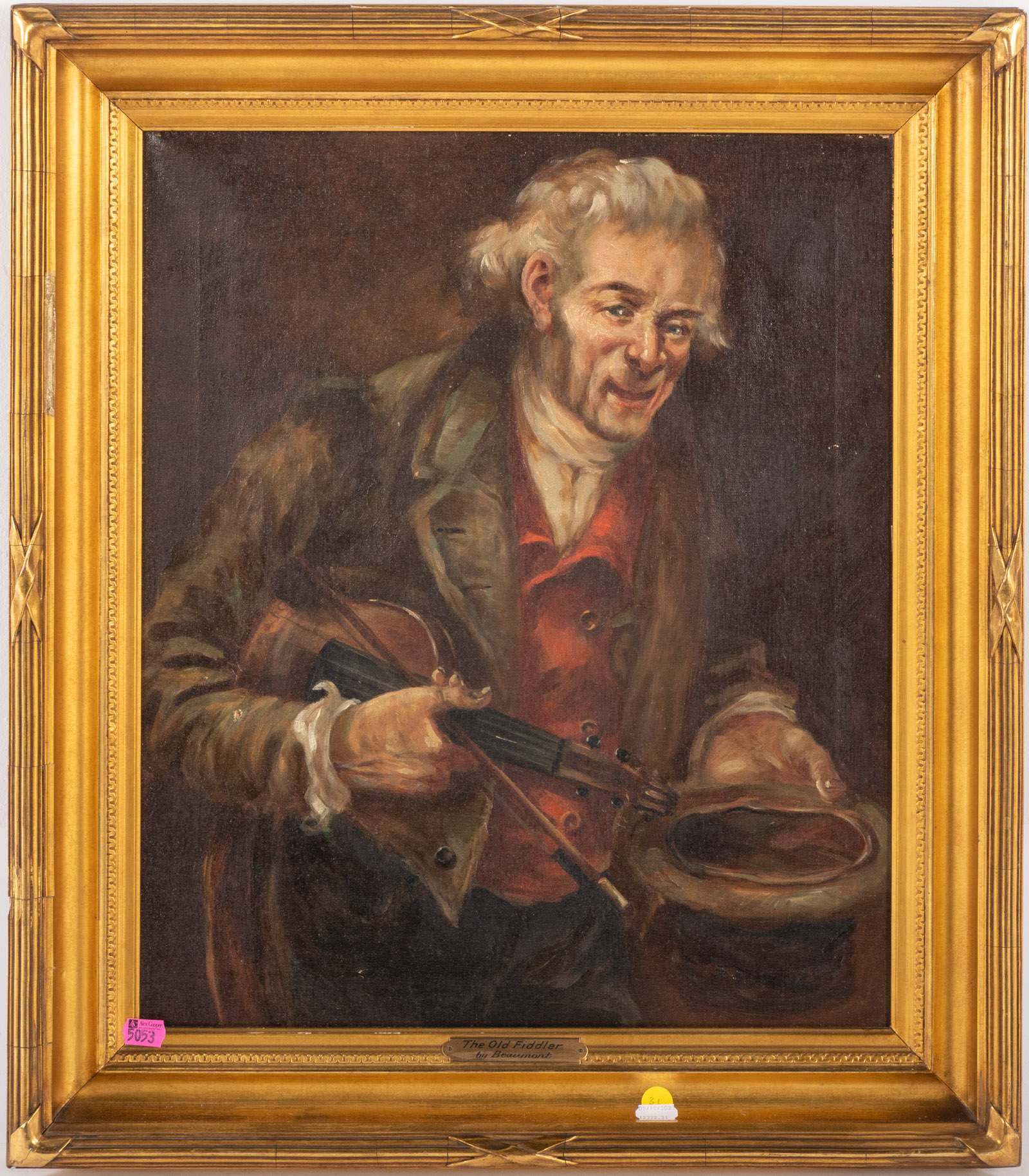 T.P. BEAUMONT. THE OLD FIDDLER, OIL