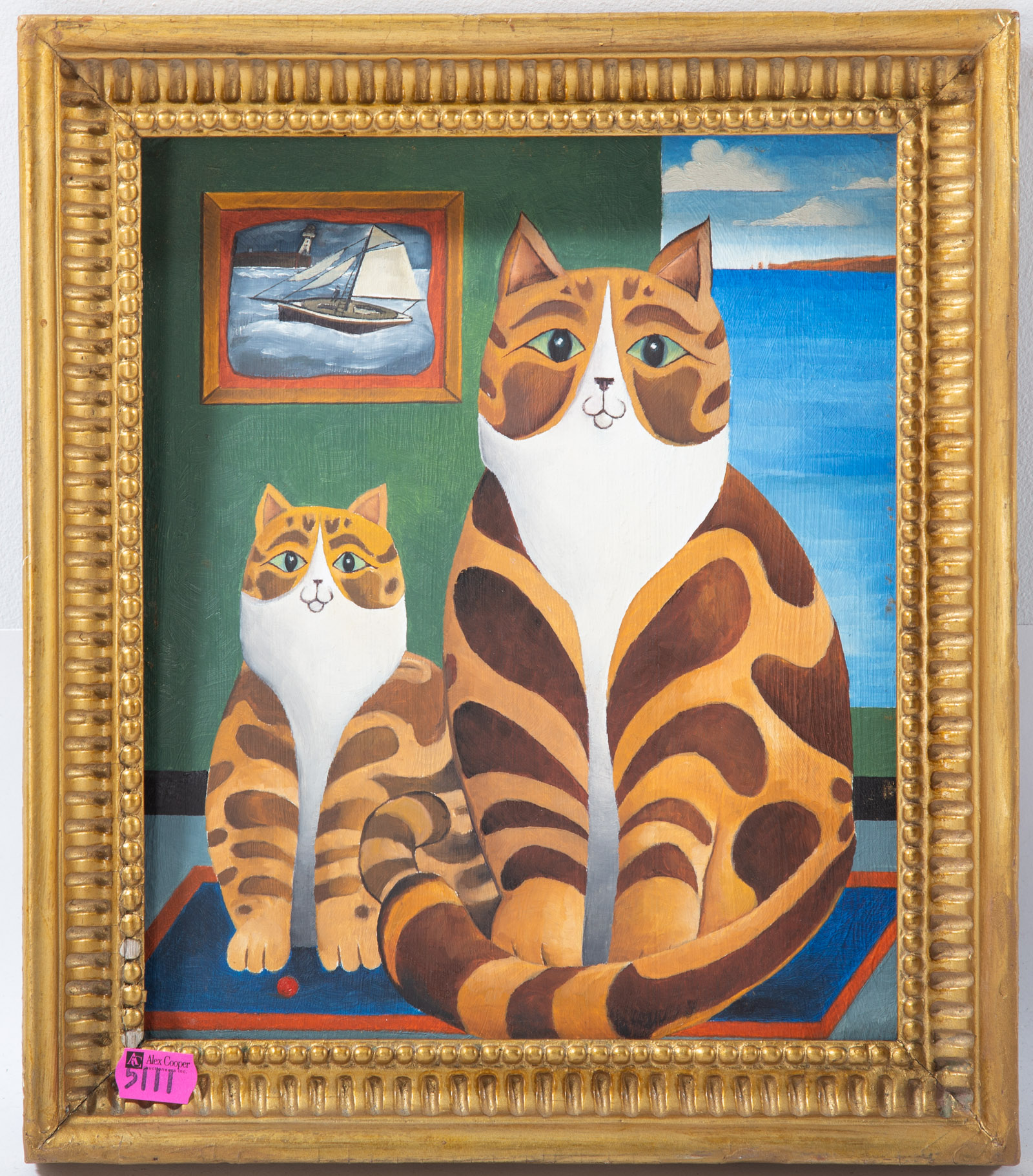 ARTIST UNKNOWN 20TH C TWO CATS  3cb11e