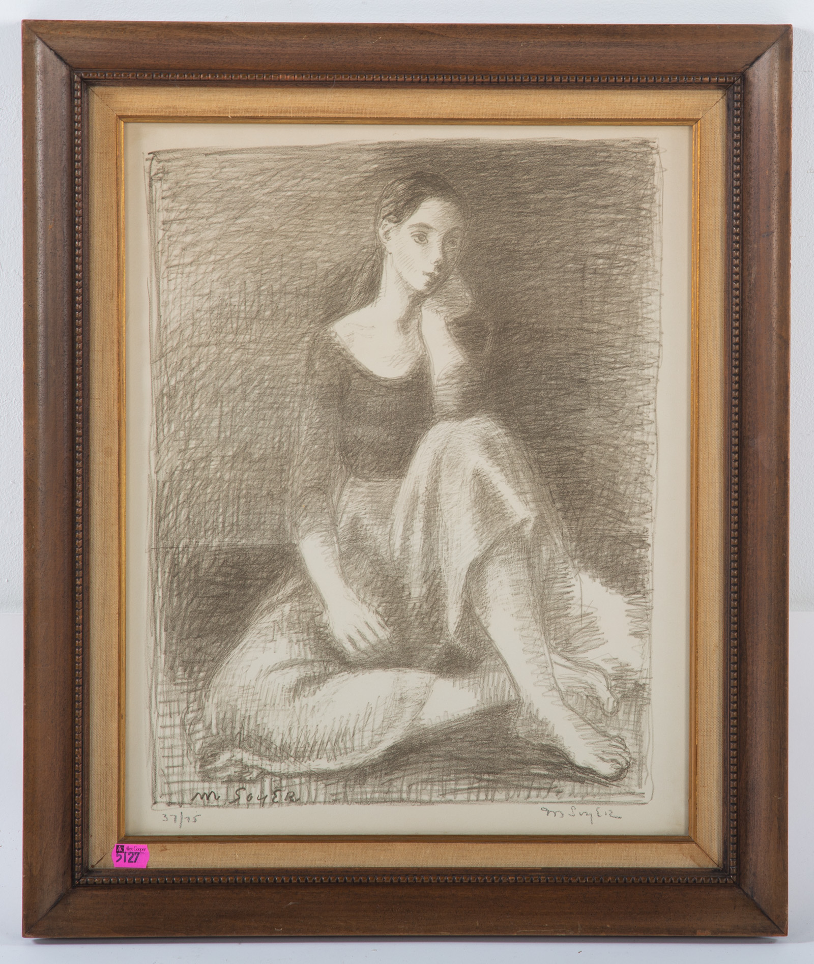 MOSES SOYER SEATED DANCER LITHOGRAPH 3cb12e