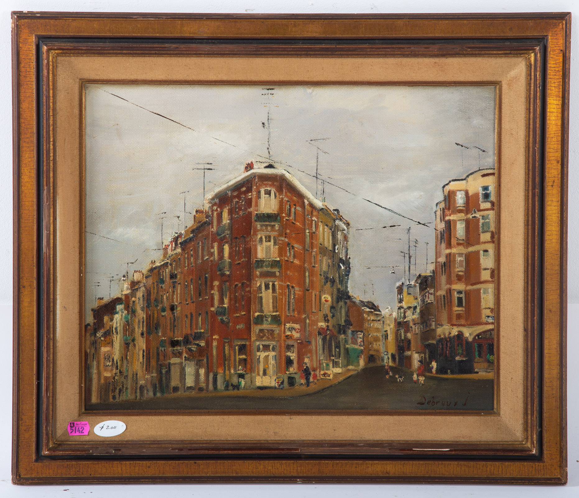 DEBROURD CITY STREET SCENE OIL 3cb13d