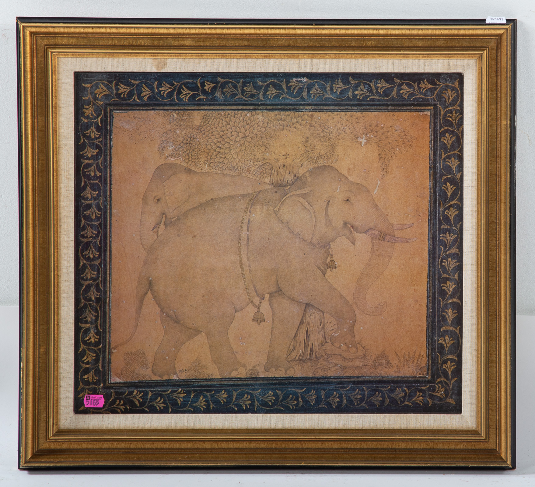 COLOR PRINT OF TWO INDIAN ELEPHANTS