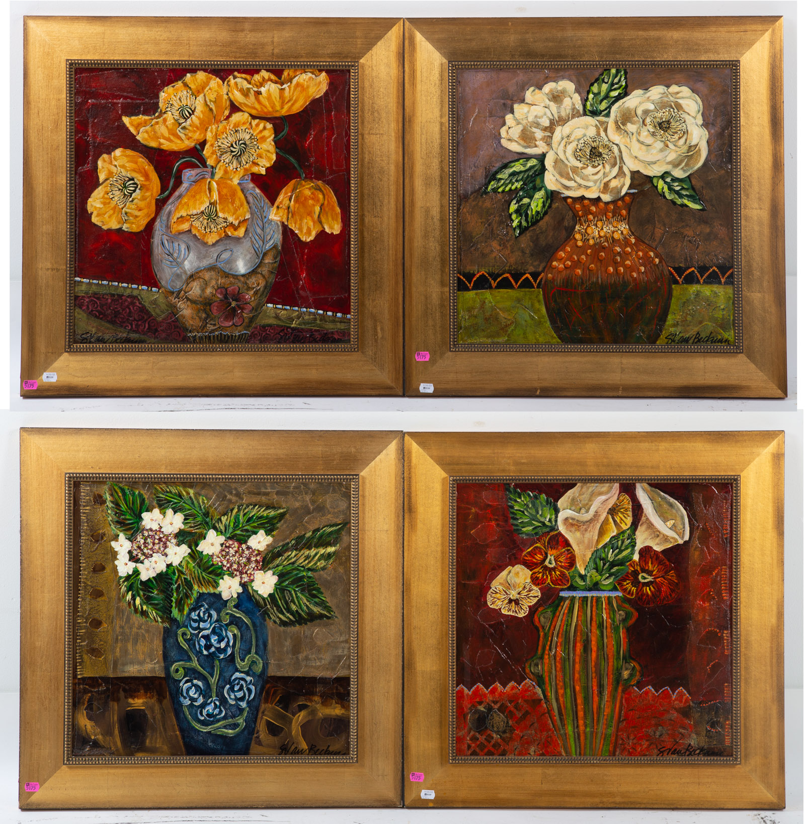 SARAH VAN BECKUM FOUR FLORAL COLLAGES 3cb15c