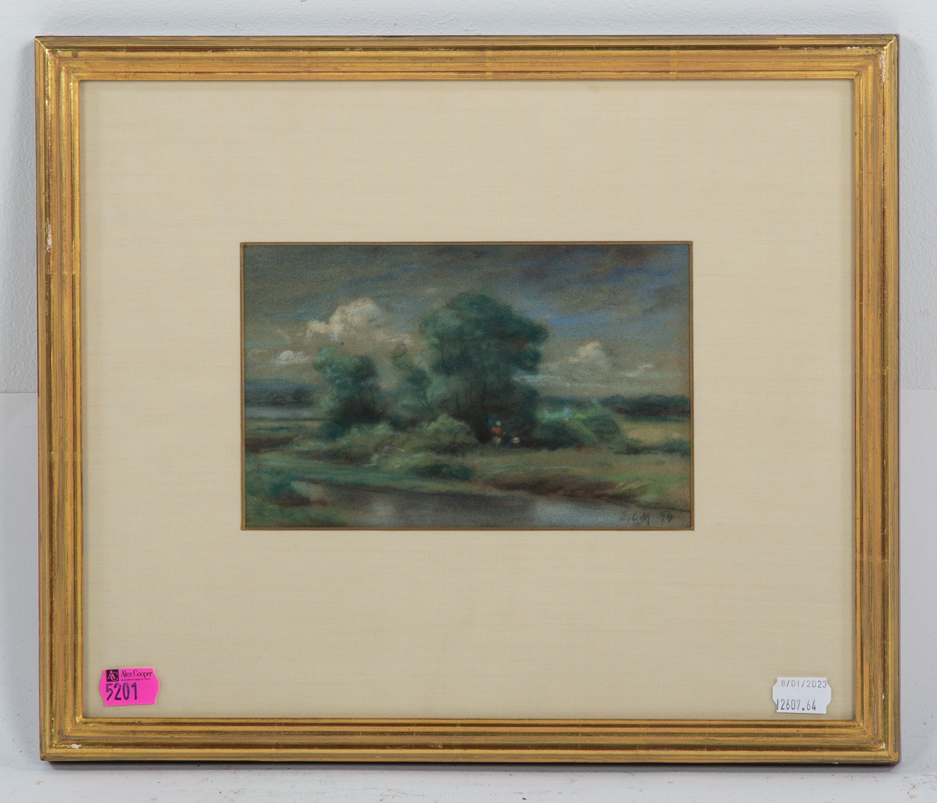 ECM PASTORAL SCENE PASTEL Pastel 3cb176