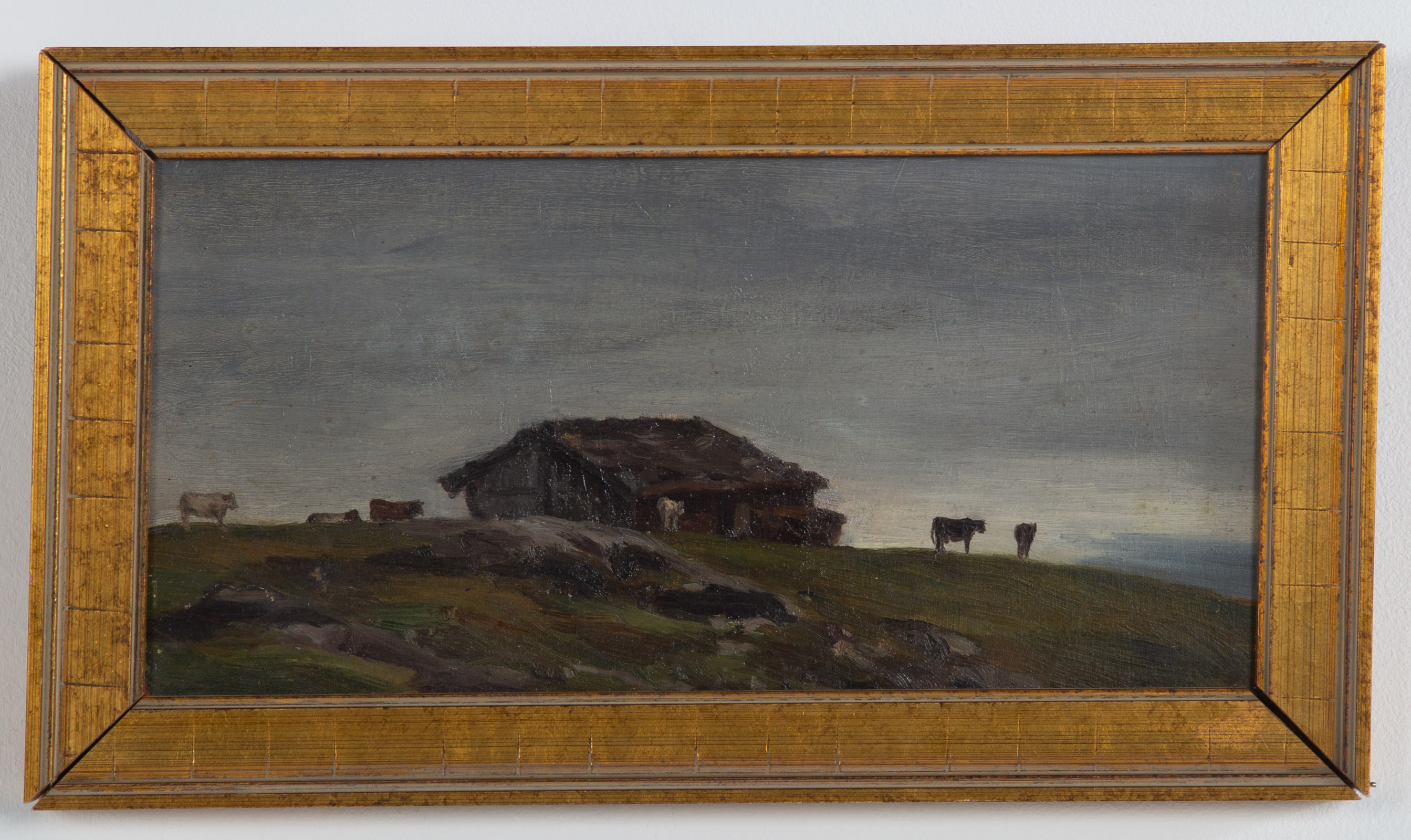 UNKNOWN LANDSCAPE WITH COWS OIL 3cb179