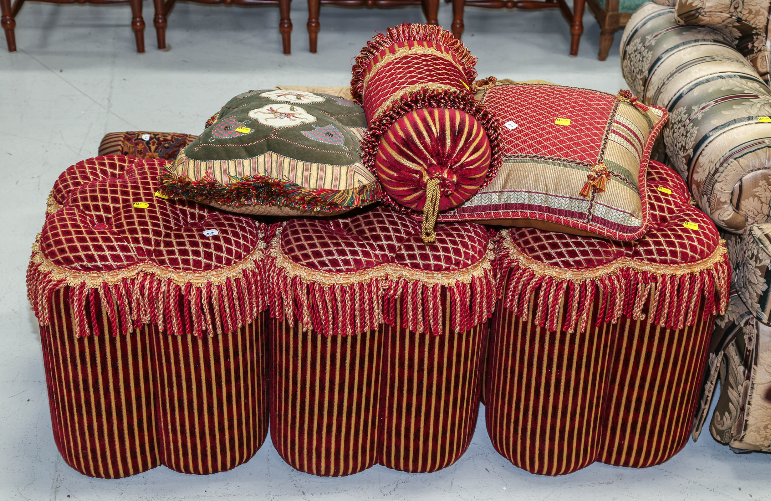 THREE VICTORIAN STYLE OTTOMANS