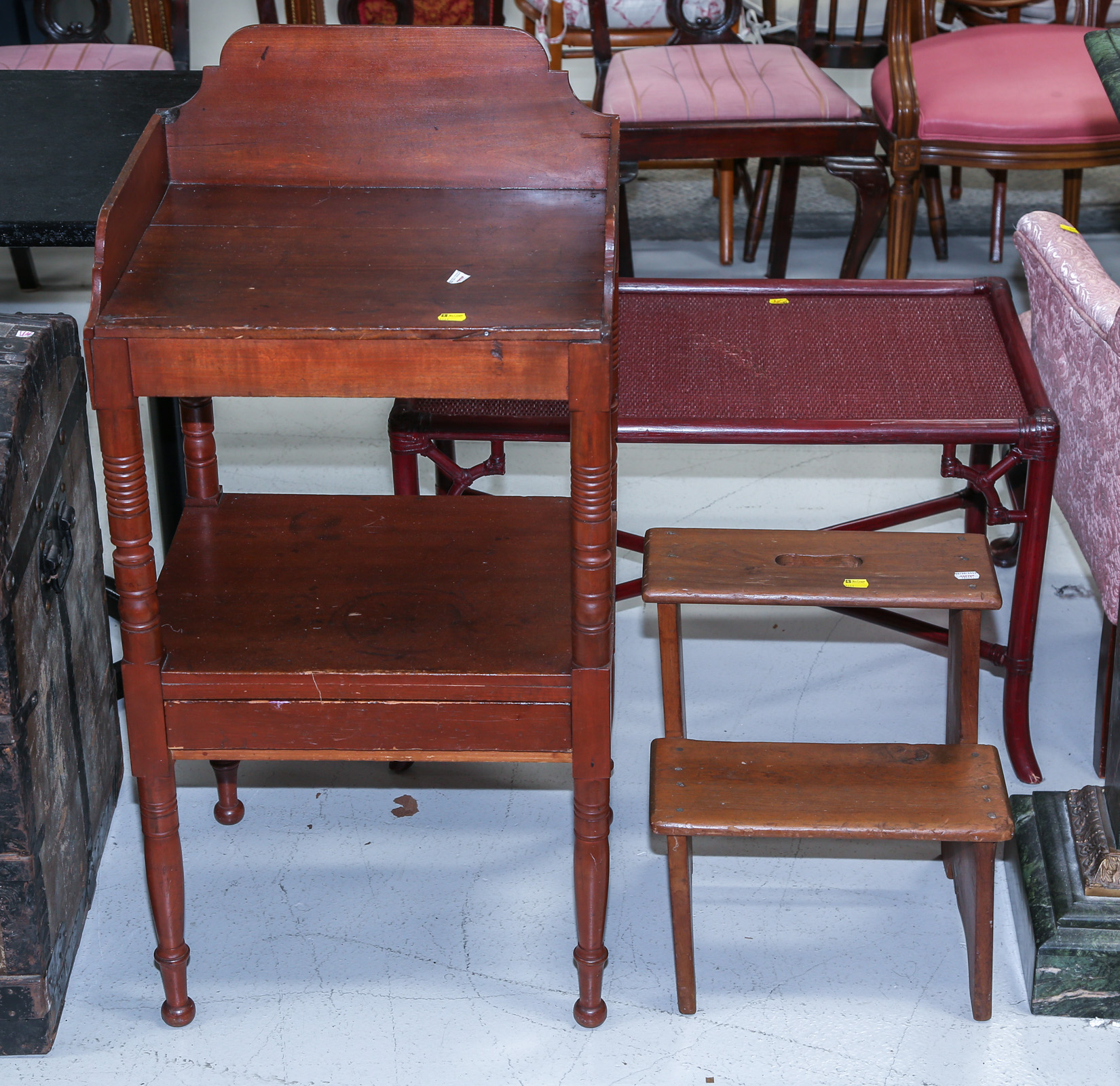 ANTIQUE PINE WASH STAND & A STEP