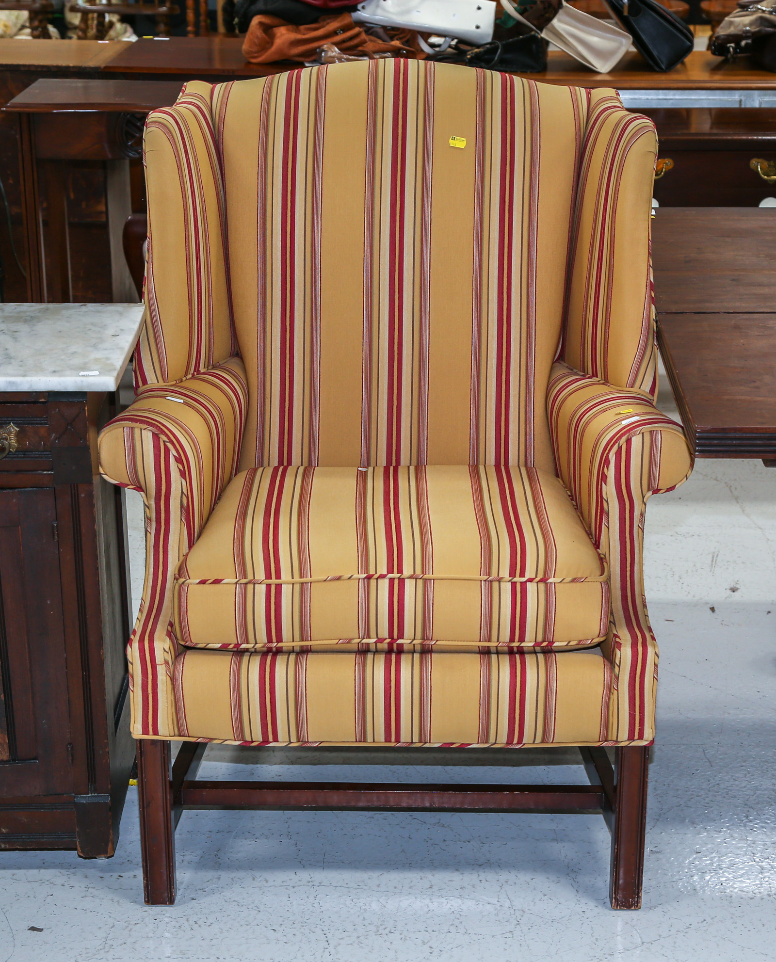 CHIPPENDALE STYLE UPHOLSTERED WING