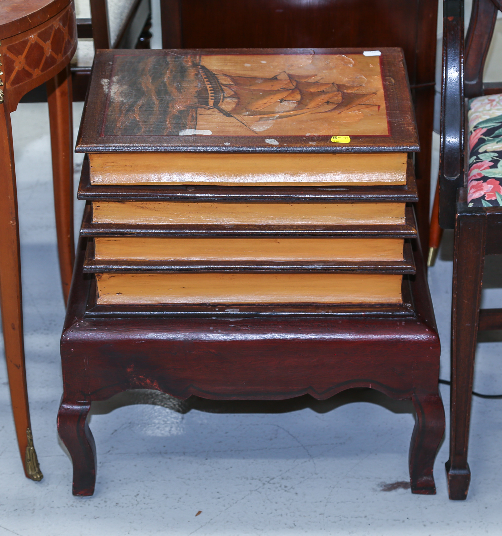 A PAINTED BOOK-FORM LIBRARY CHEST Hand