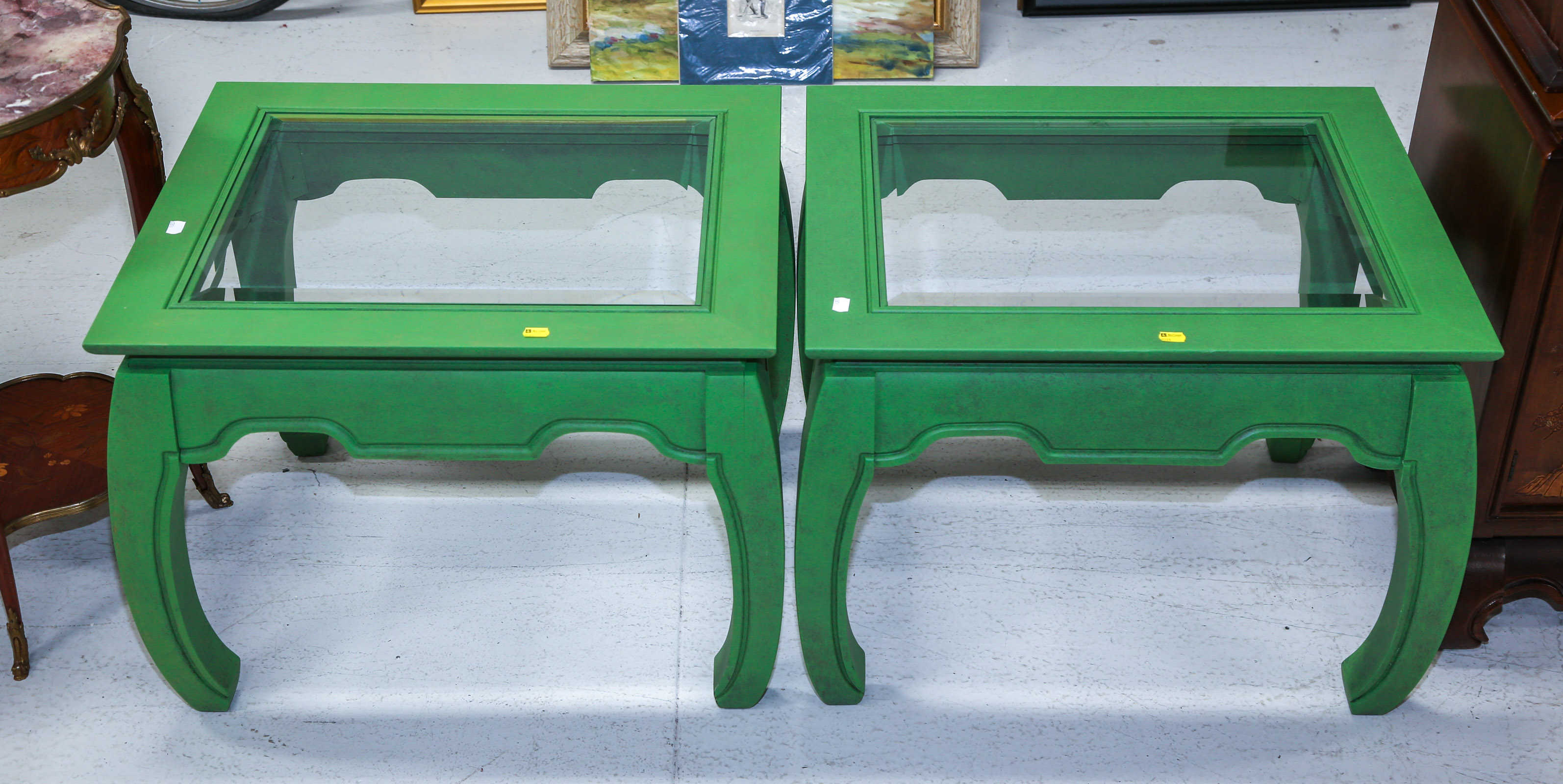 A PAIR OF CHINESE STYLE END TABLES