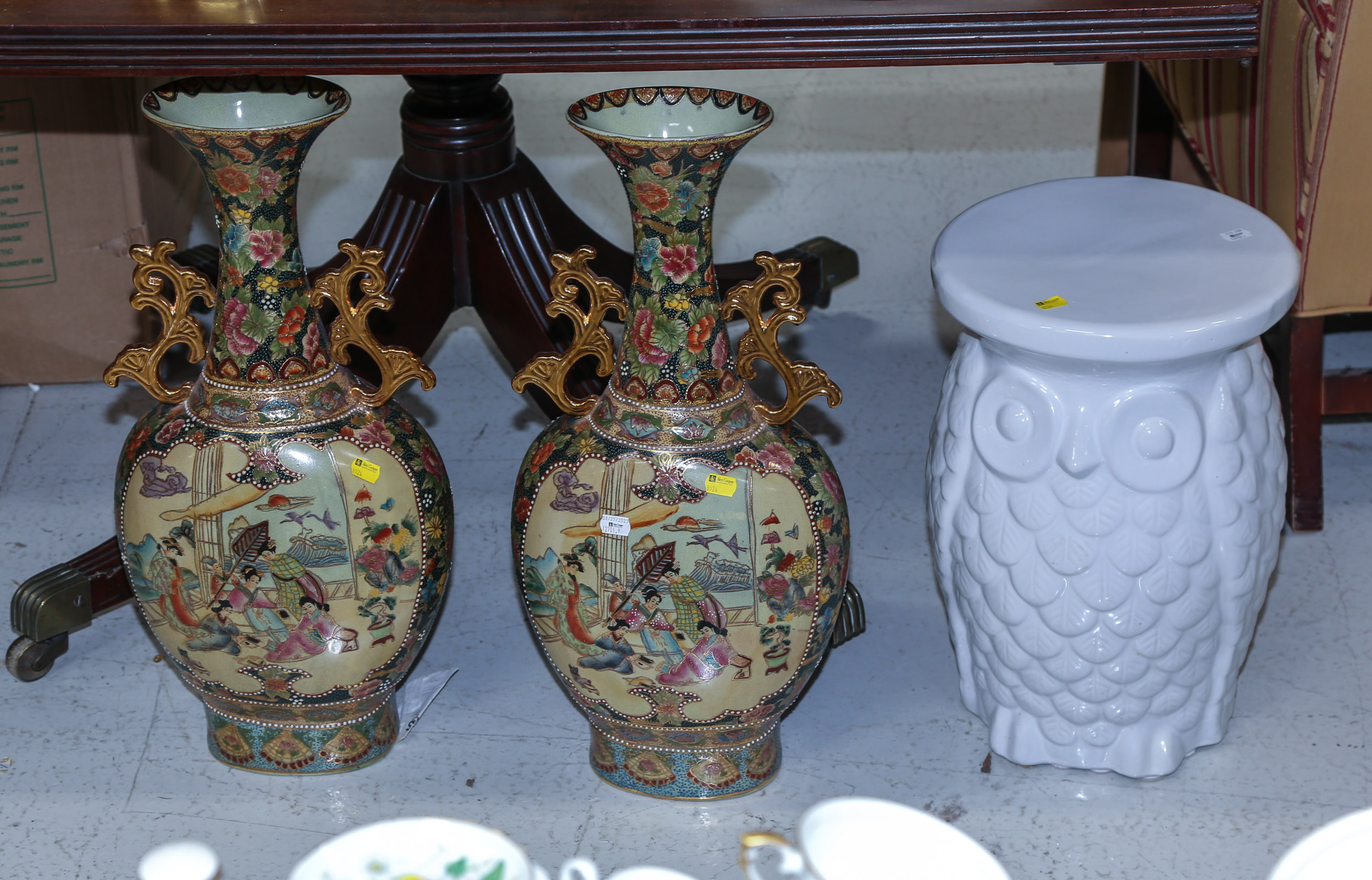 A PAIR OF SATSUMA STYLE VASES &