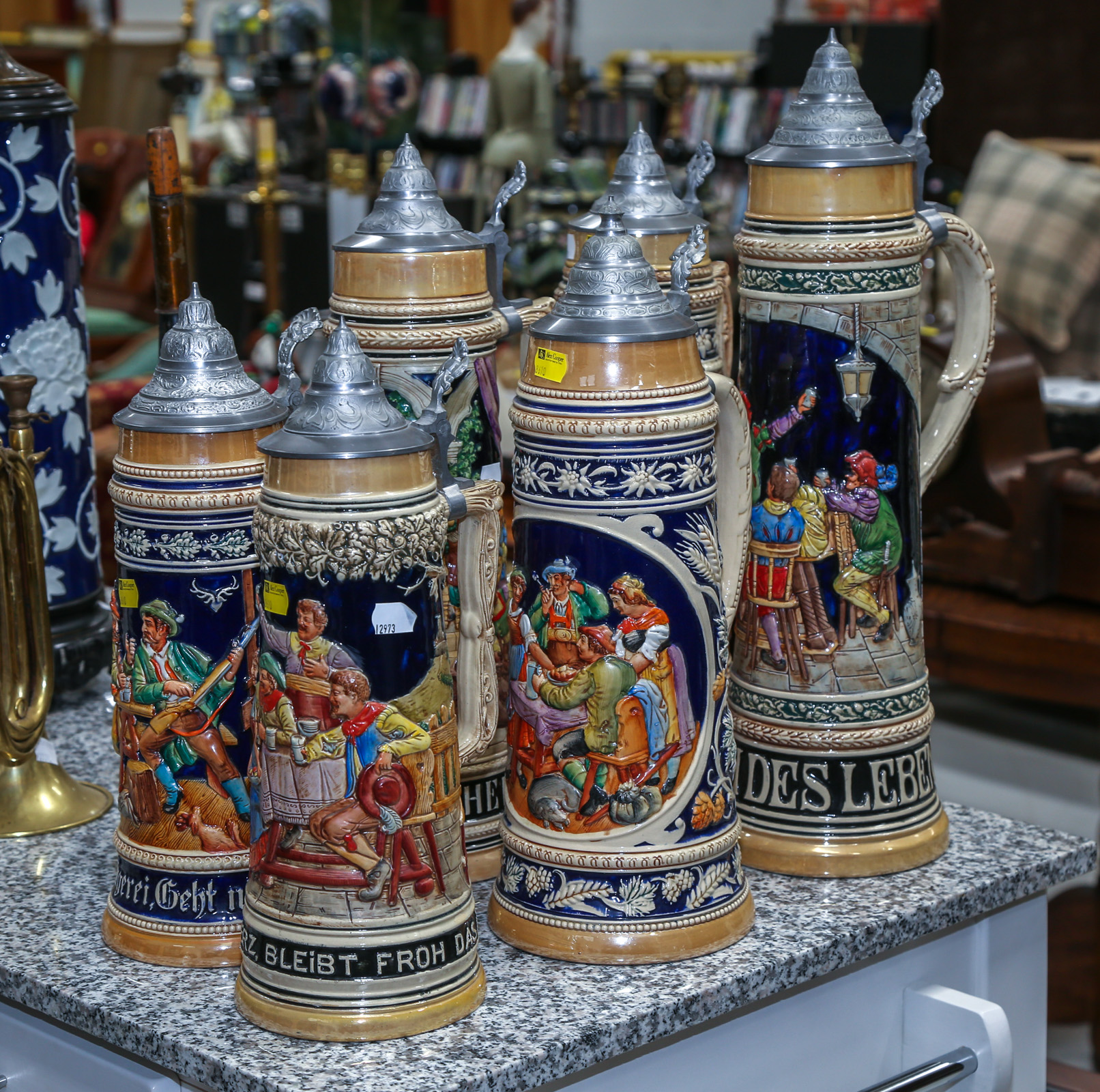 SIX LARGE GERMAN STEINS 3rd quarter,