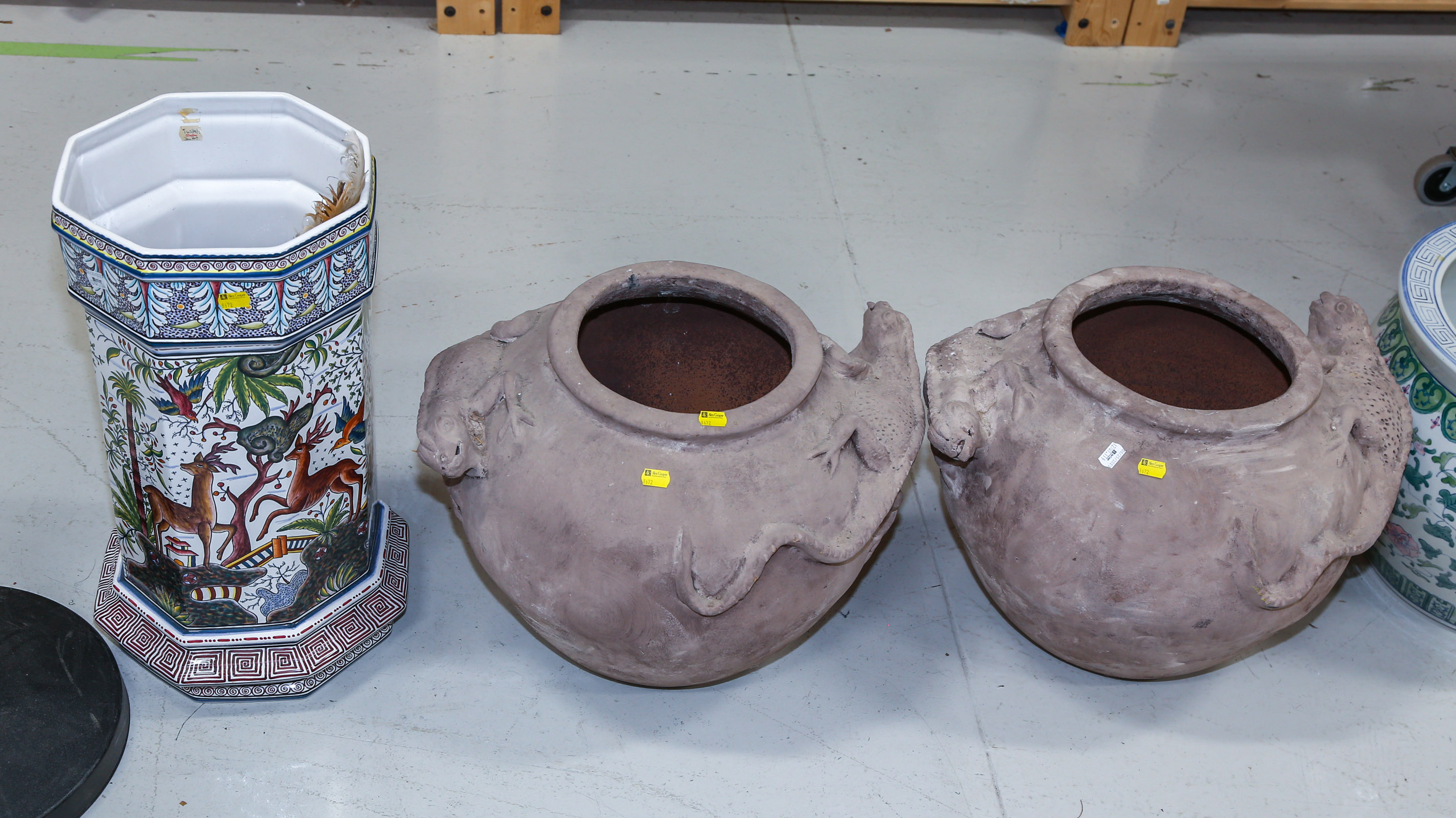 A PAIR OF EARTHENWARE JARDINIERES