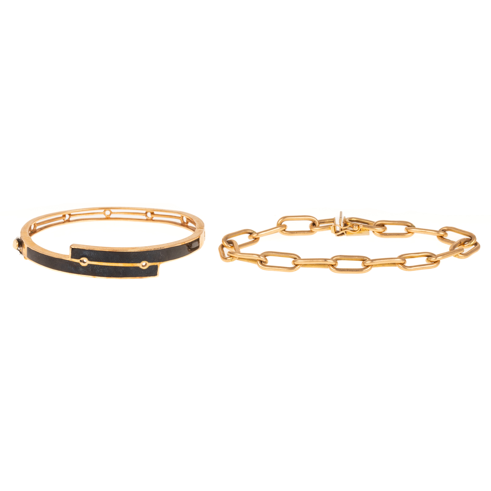 A 14K PAPERCLIP BRACELET & 14K