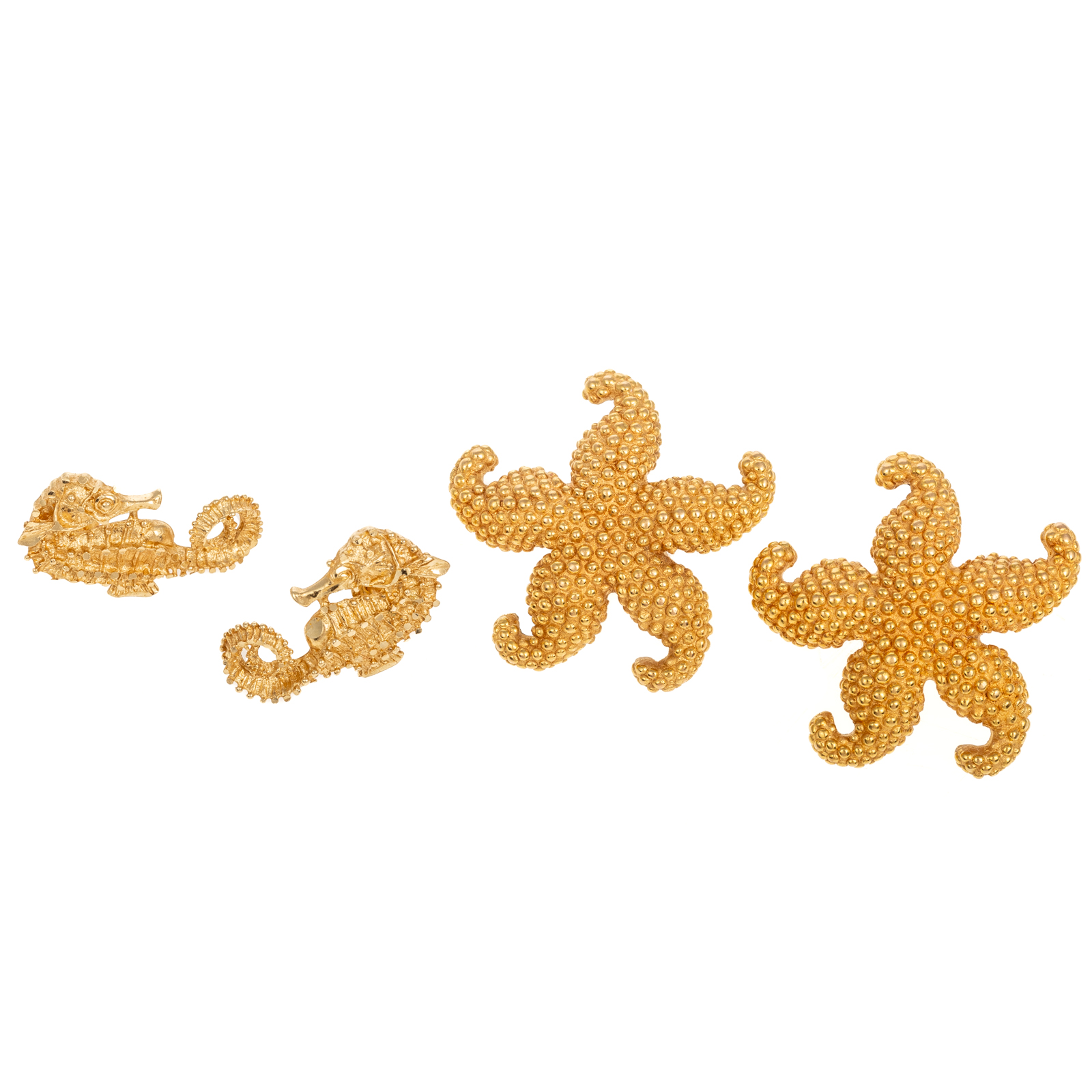 TWO PAIRS OF SEA LIFE EARRINGS IN 14K