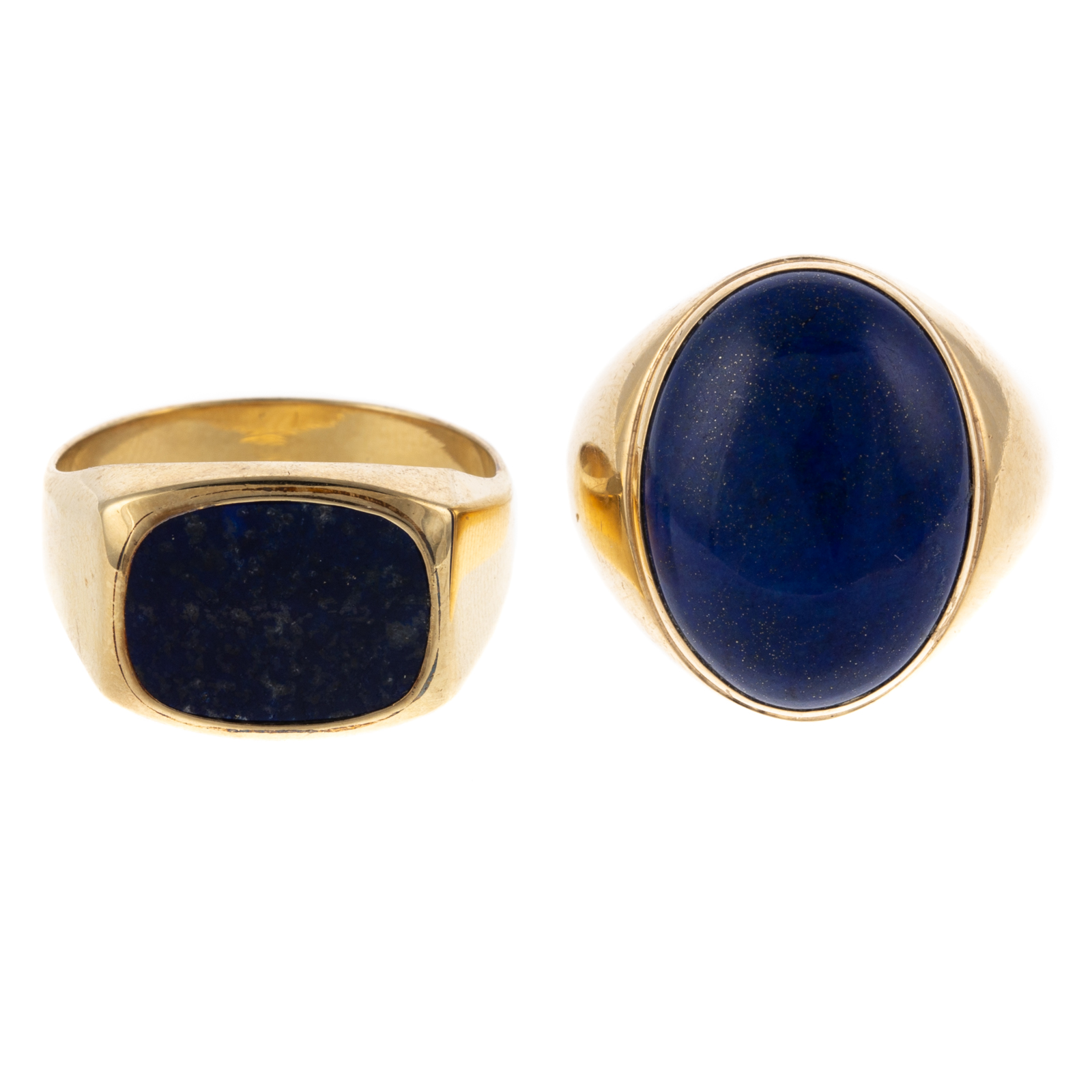 A PAIR OF LAPIS LAZULI RINGS IN 3cb527