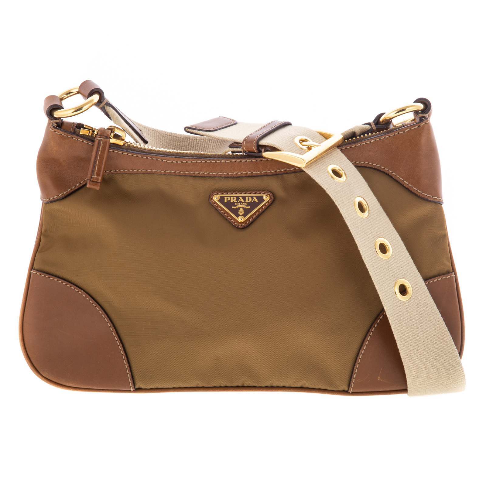 A PRADA SMALL CROSSBODY ZIP A beige 3cb579