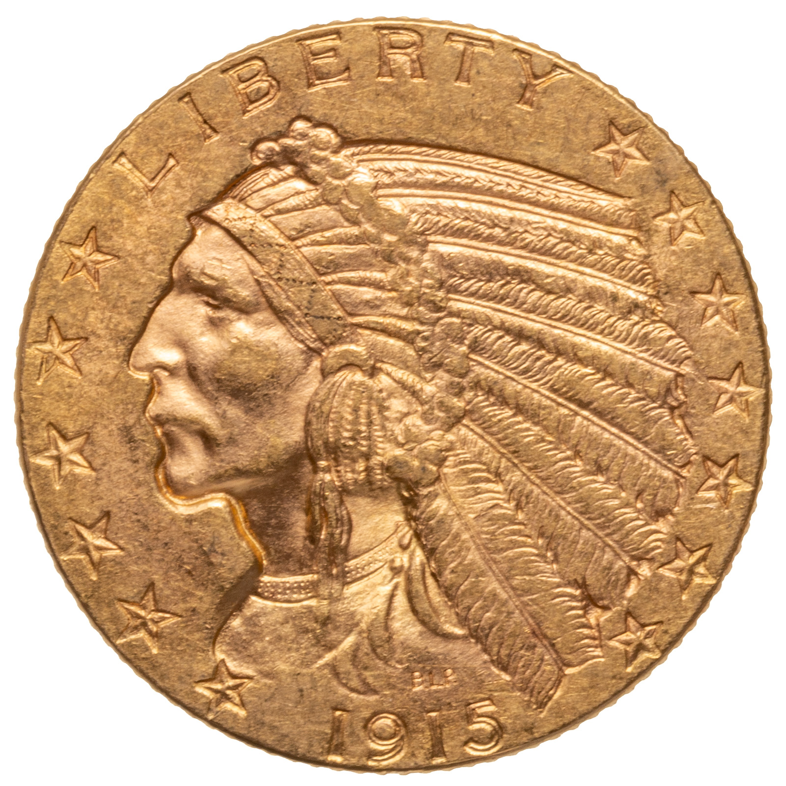 1915 INDIAN GOLD HALF EAGLE XF45