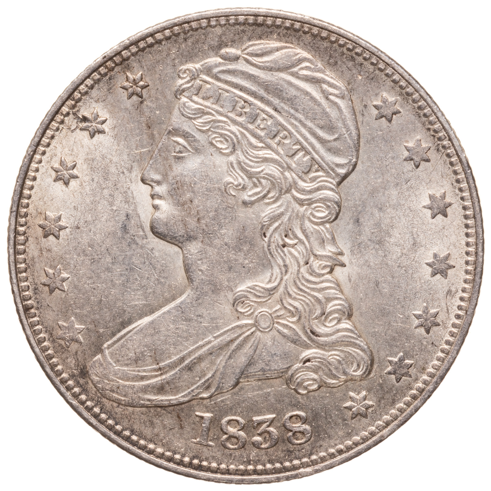 1838 REEDED EDGE HALF DOLLAR MS-61