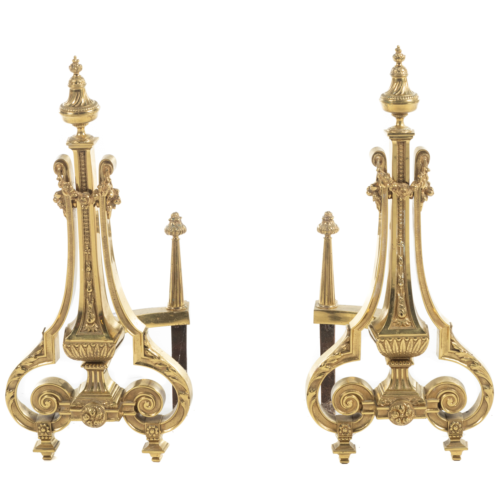 A PAIR OF EMPIRE STYLE BRASS FLAMING