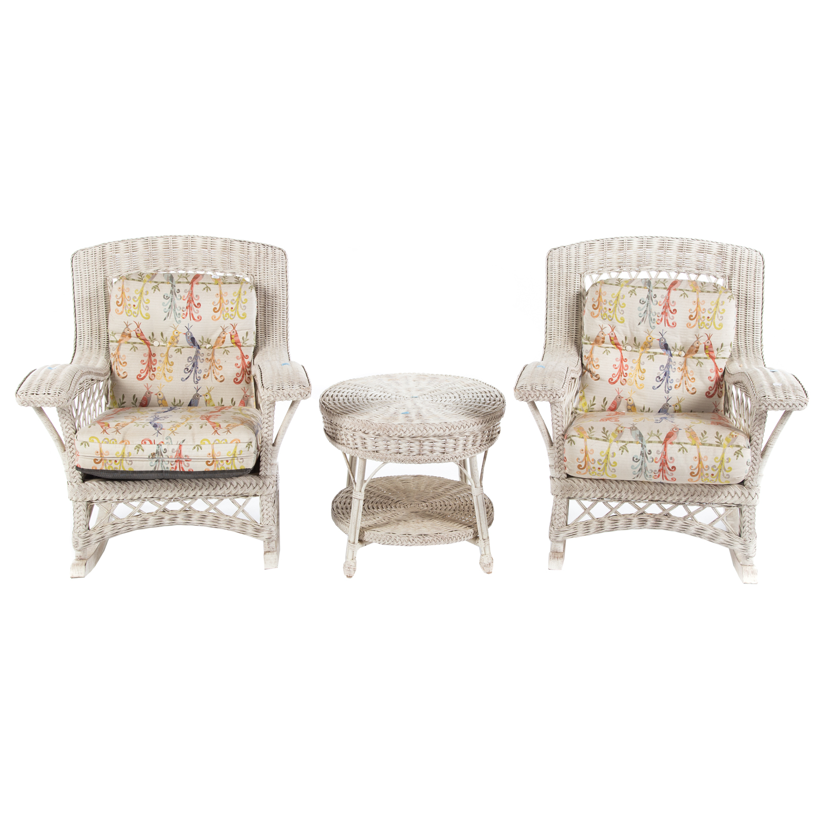 THREE PIECES OF PAINTED WICKER FURNITURE