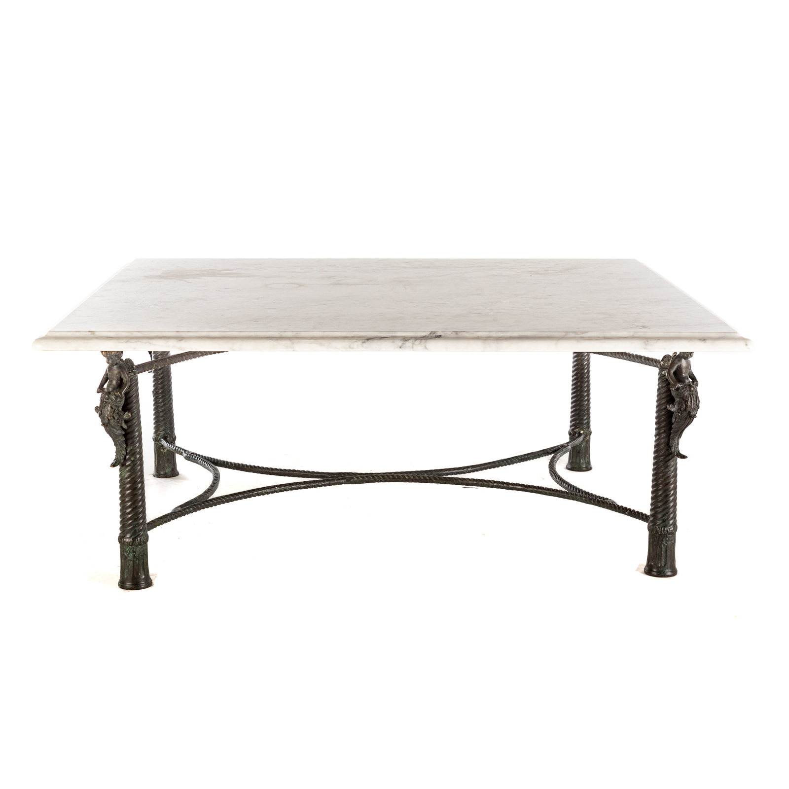 MARBLE TOP TABLE WITH FIGURAL METAL 3cb629