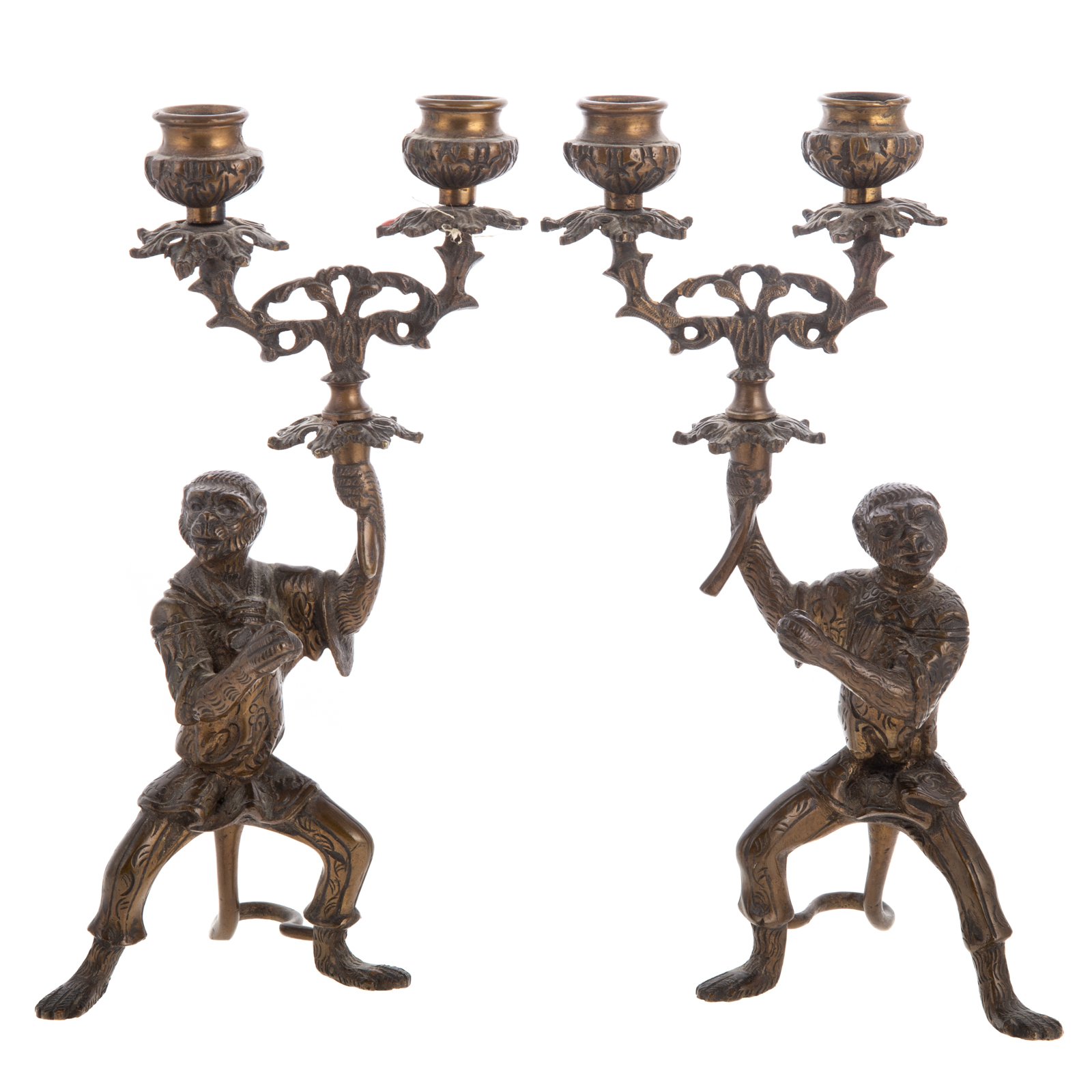 A PAIR OF CONTINENTAL BRONZE MONKEY