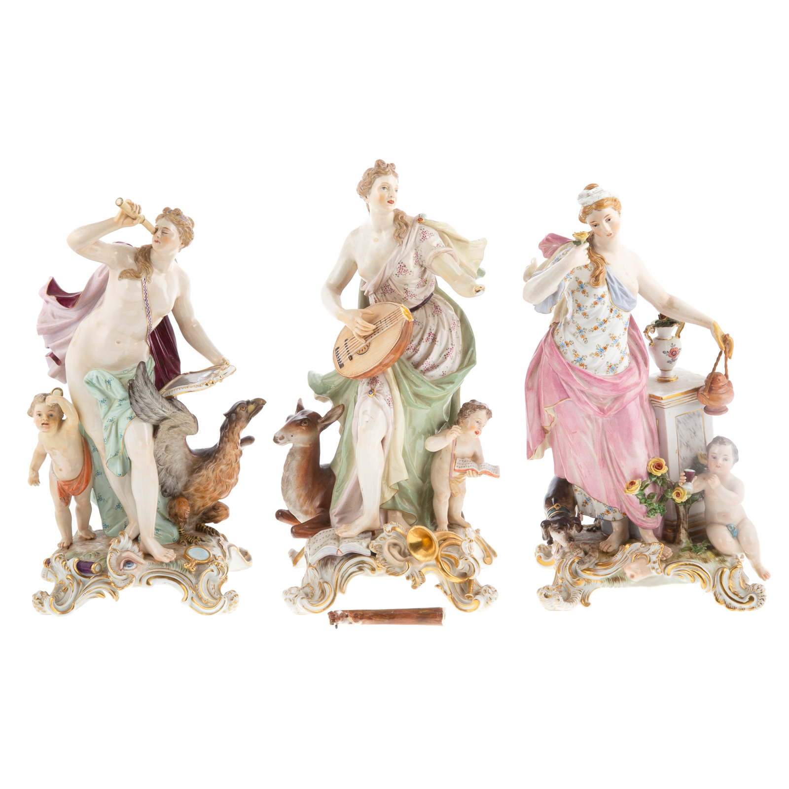 THREE MEISSEN FIGURES OF THE SENSES