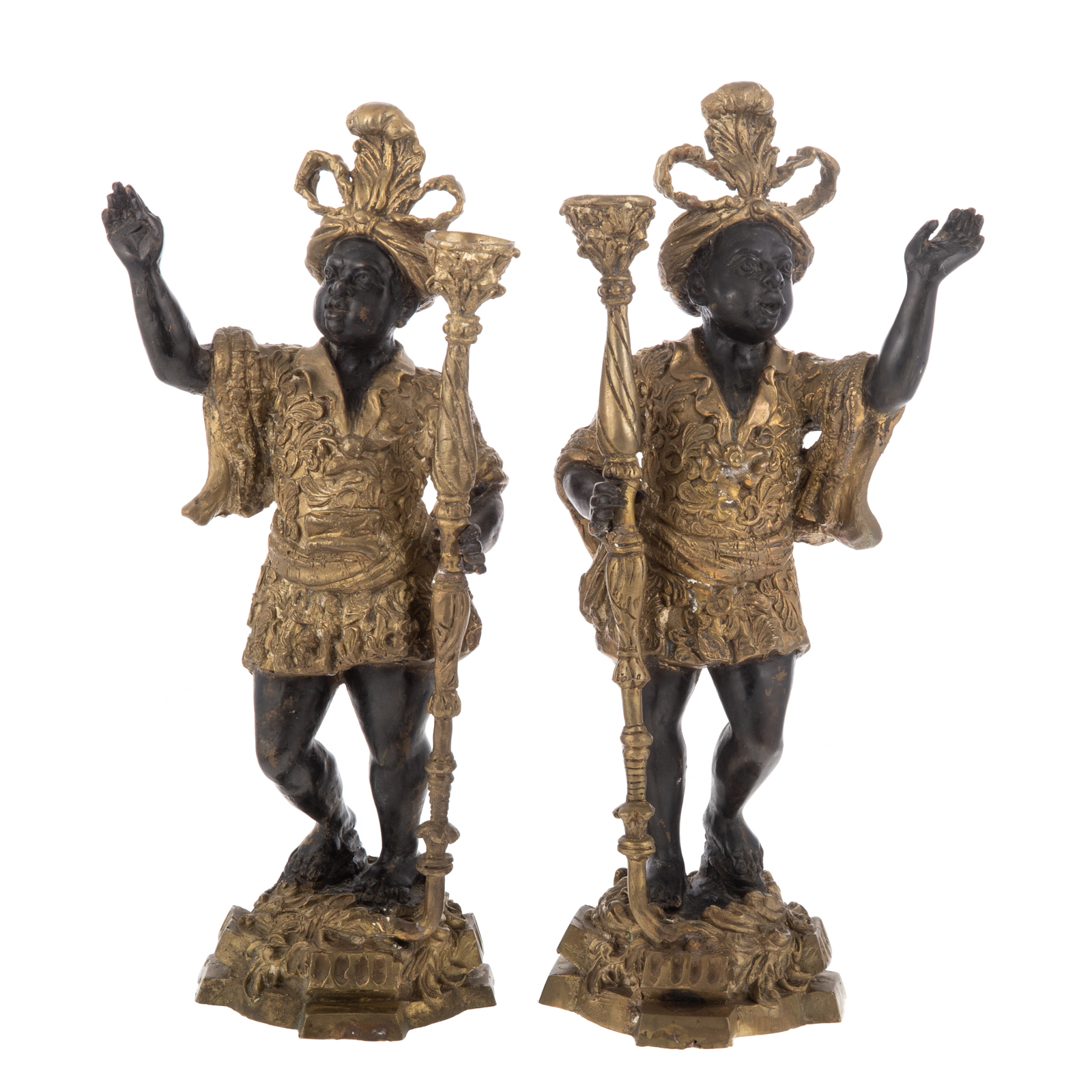 A PAIR OF VENETIAN STYLE BRONZE