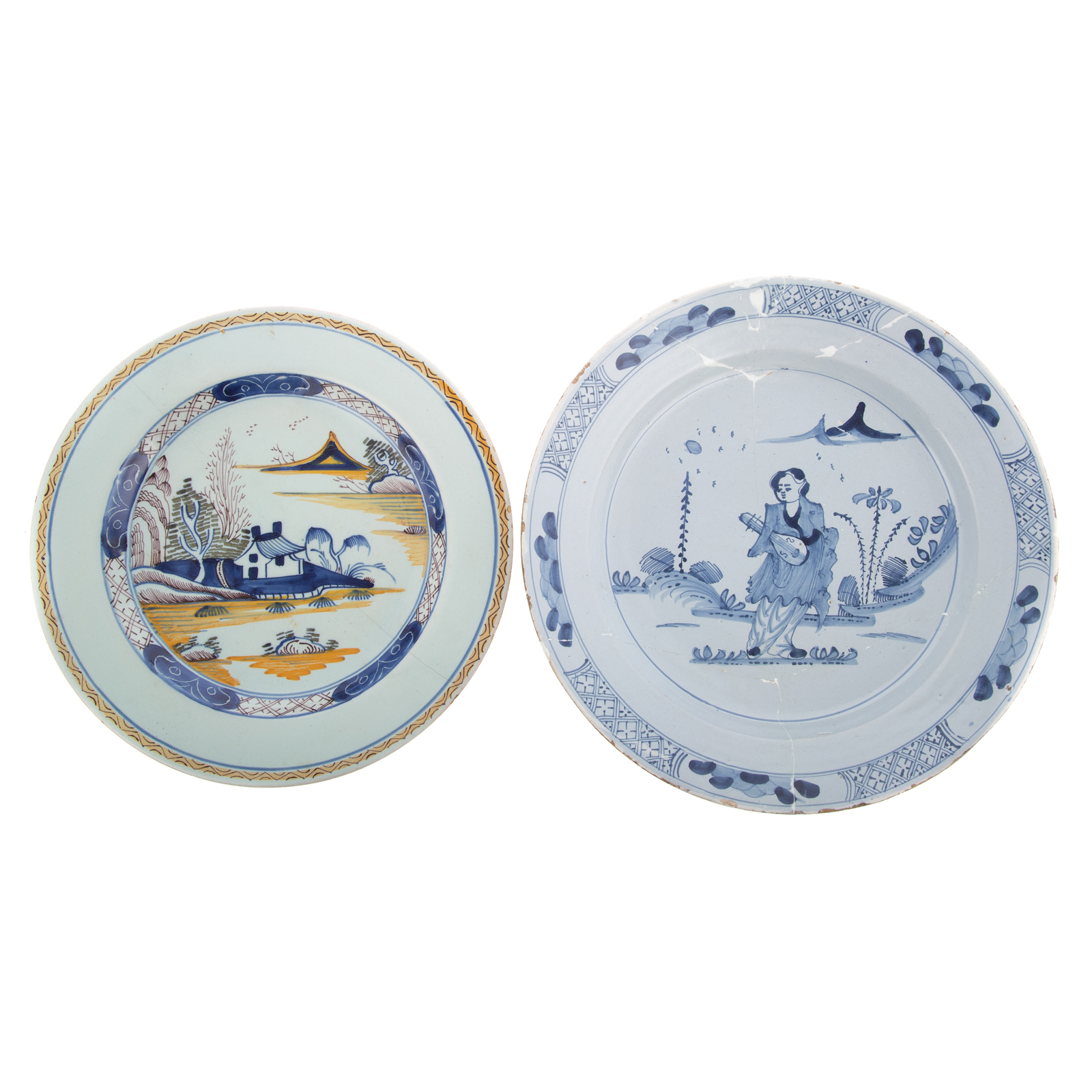 TWO DELFTWARE CHARGERS   3cb729