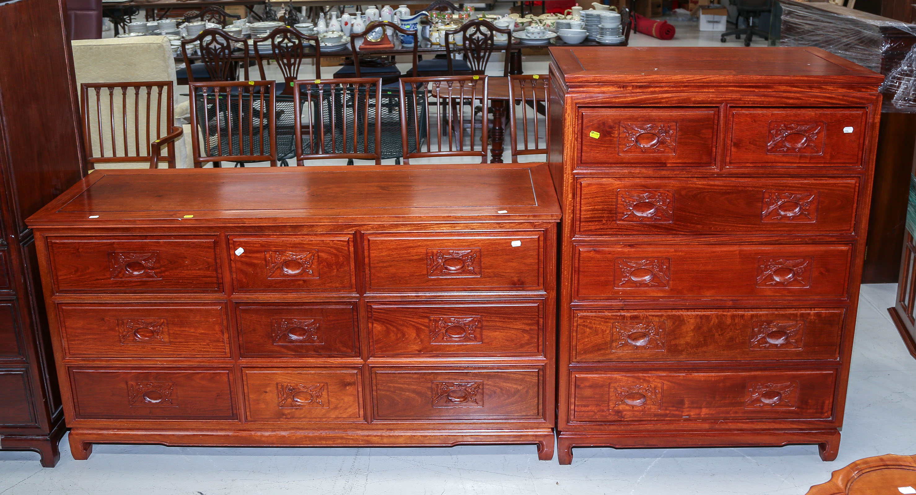 CHINESE CARVED MAHOGANY DRESSER
