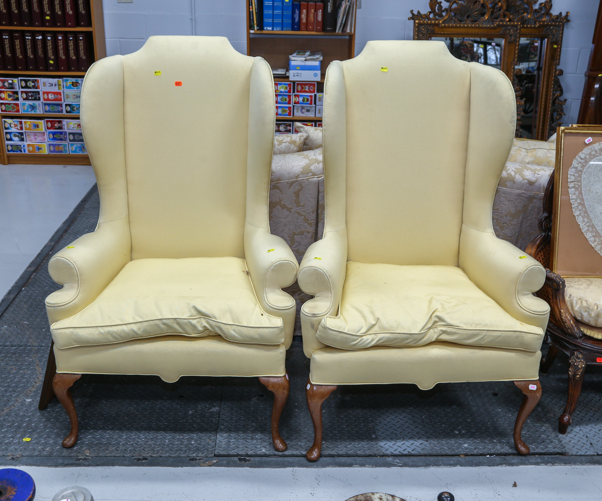 A PAIR OF QUEEN ANNE STYLE WING BACK 3cb77b