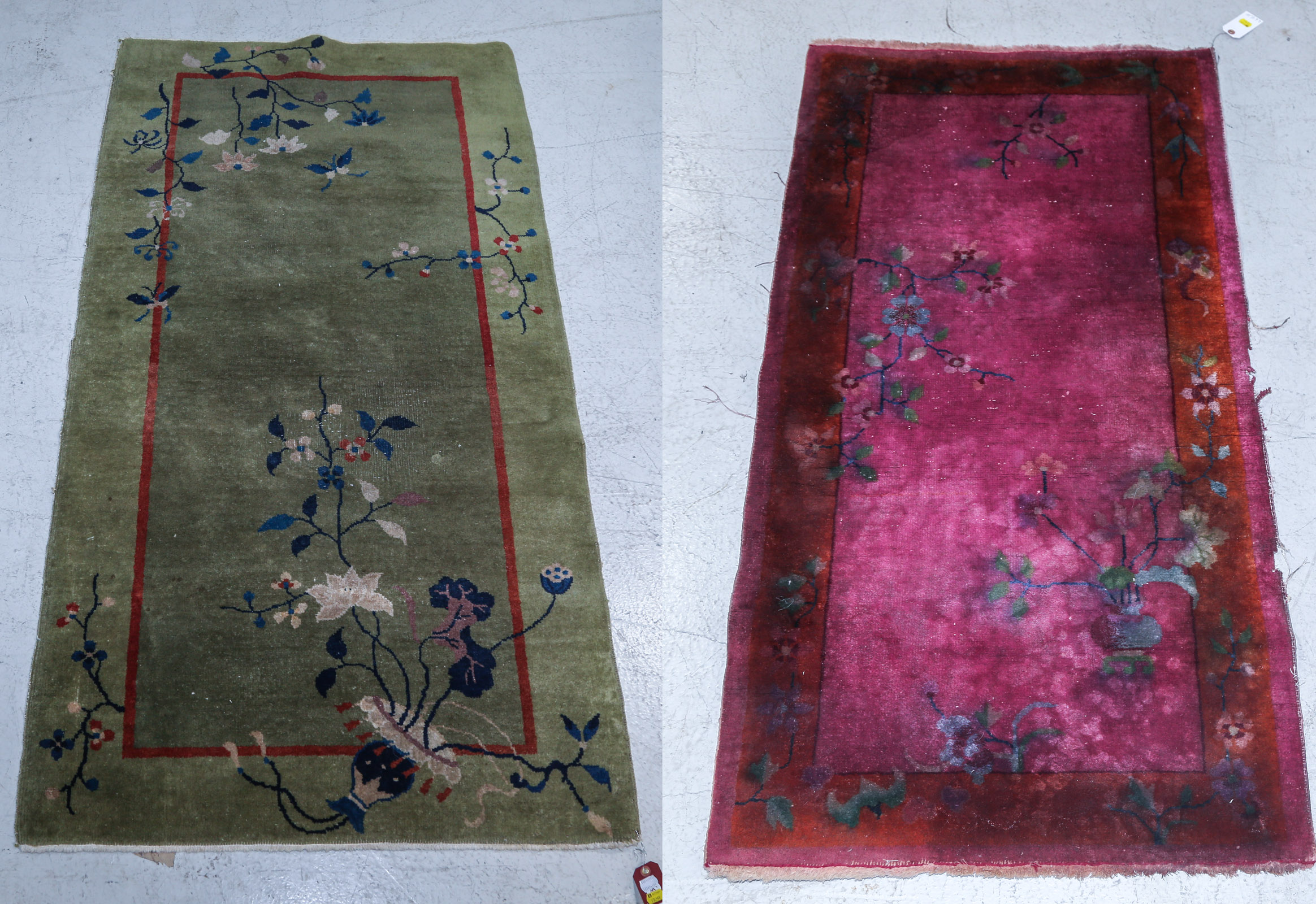 TWO ANTIQUE NICHOLS RUGS, CHINA,