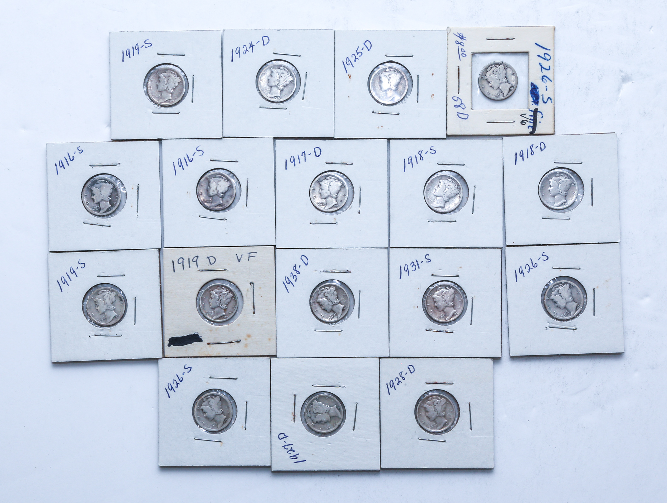 17 MINT MARKED MERCURY DIMES 16 S 3cb86e