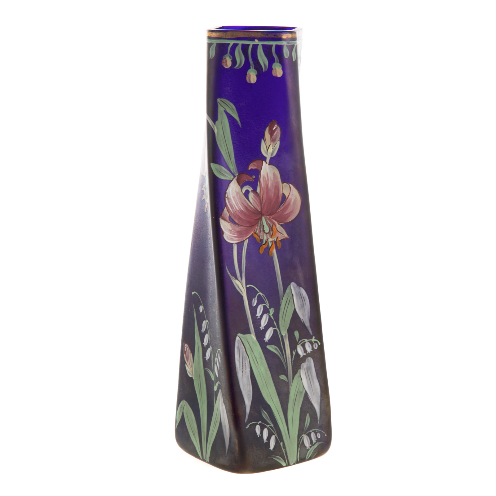 BOHEMIAN COBALT ENAMEL VASE Early