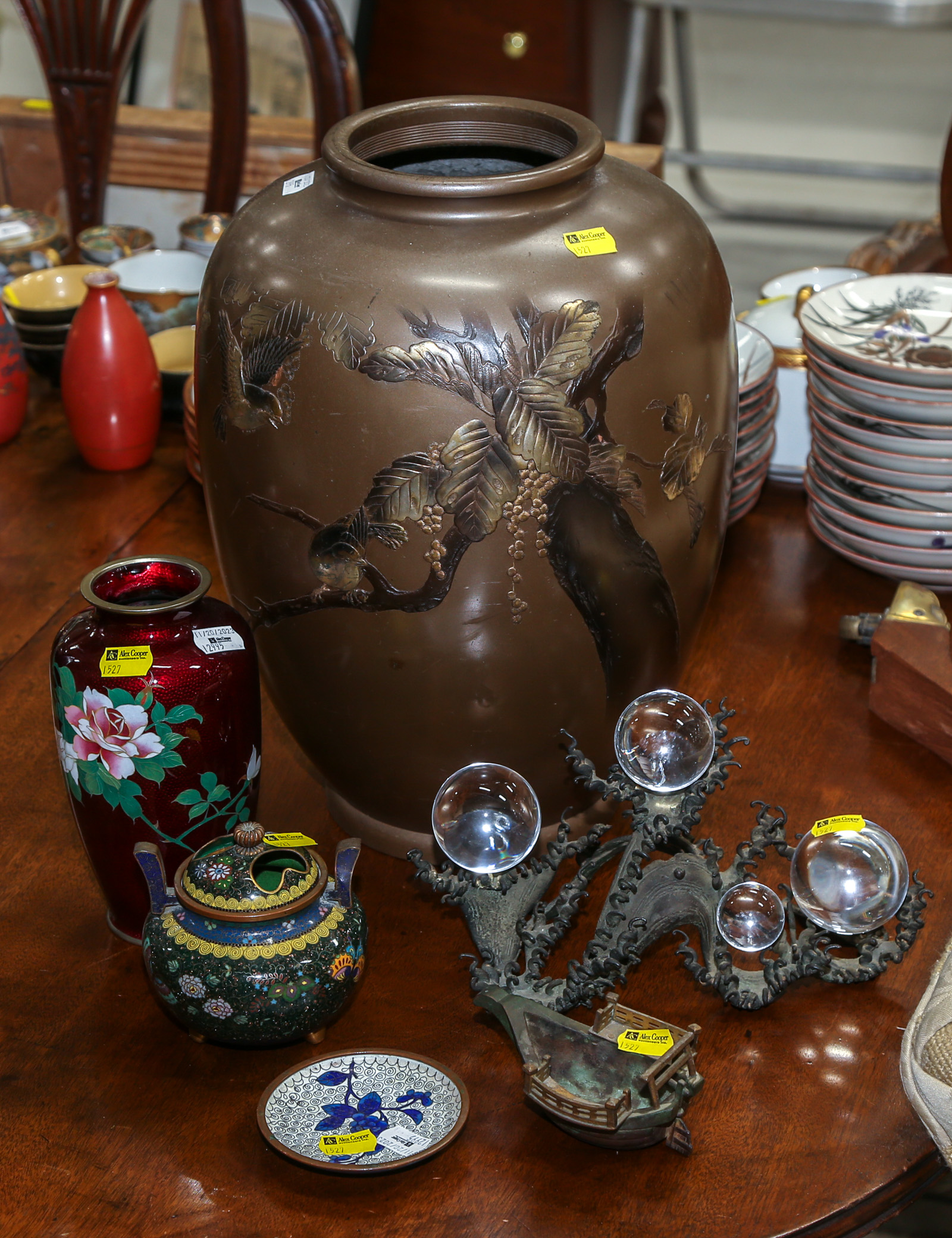 GROUP OF JAPANESE CLOISONNE & BRONZE