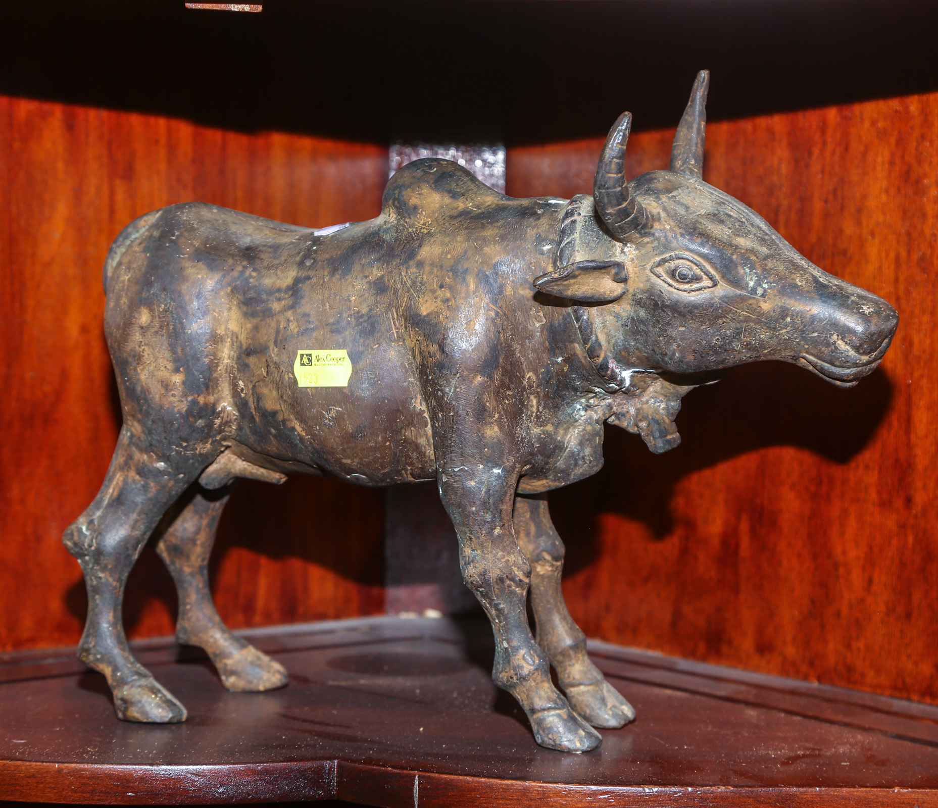 INDIAN BRONZE FIGURE OF A BULL