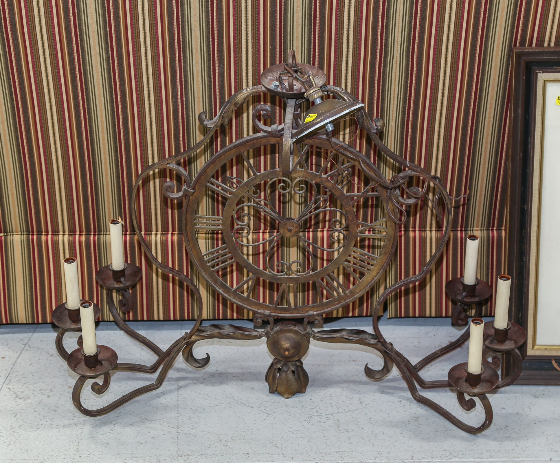 ART DECO STYLE WROUGHT IRON CHANDELIER 3cb912