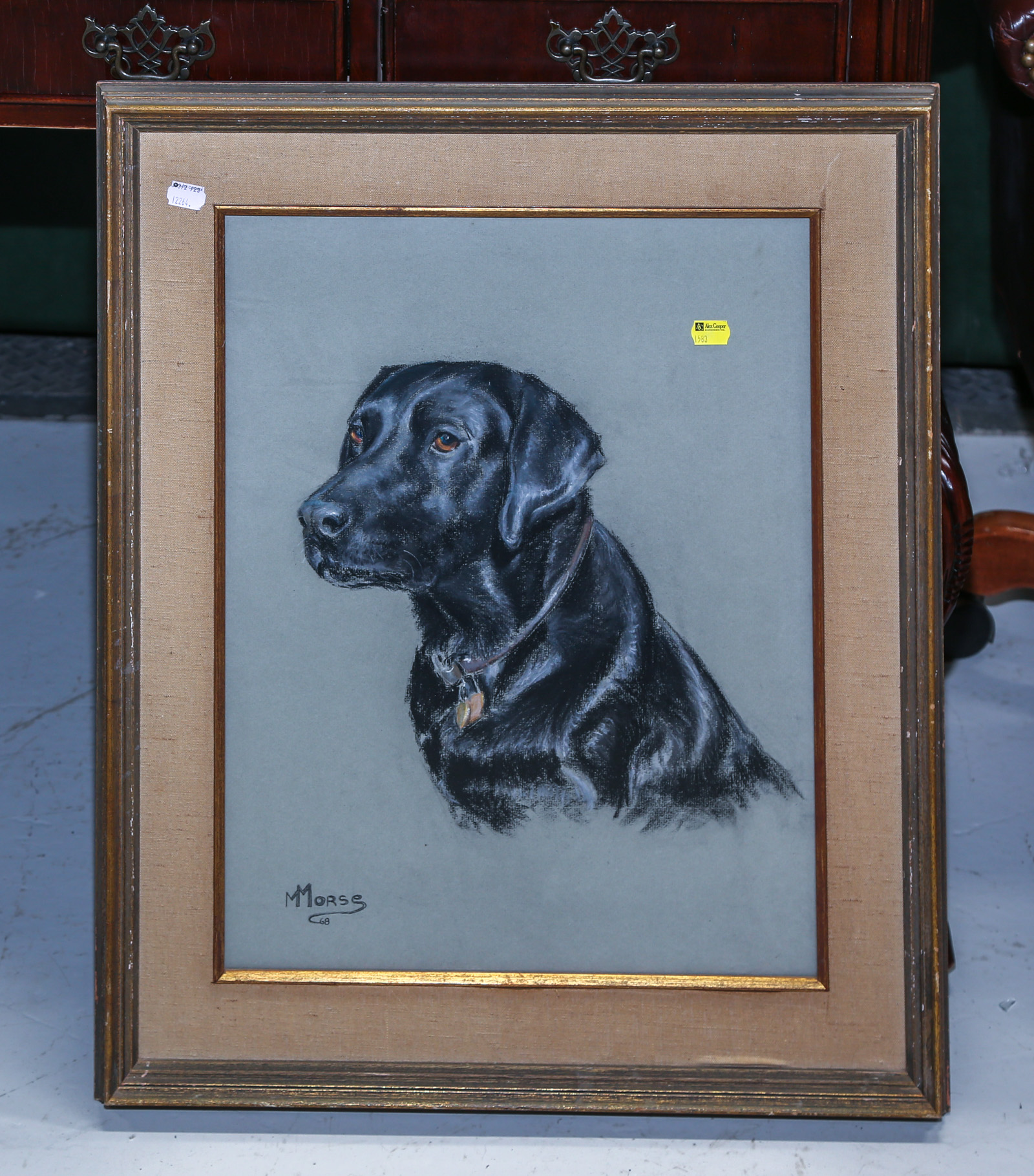 M. MORSE, PASTEL OF BLACK LAB Pastel