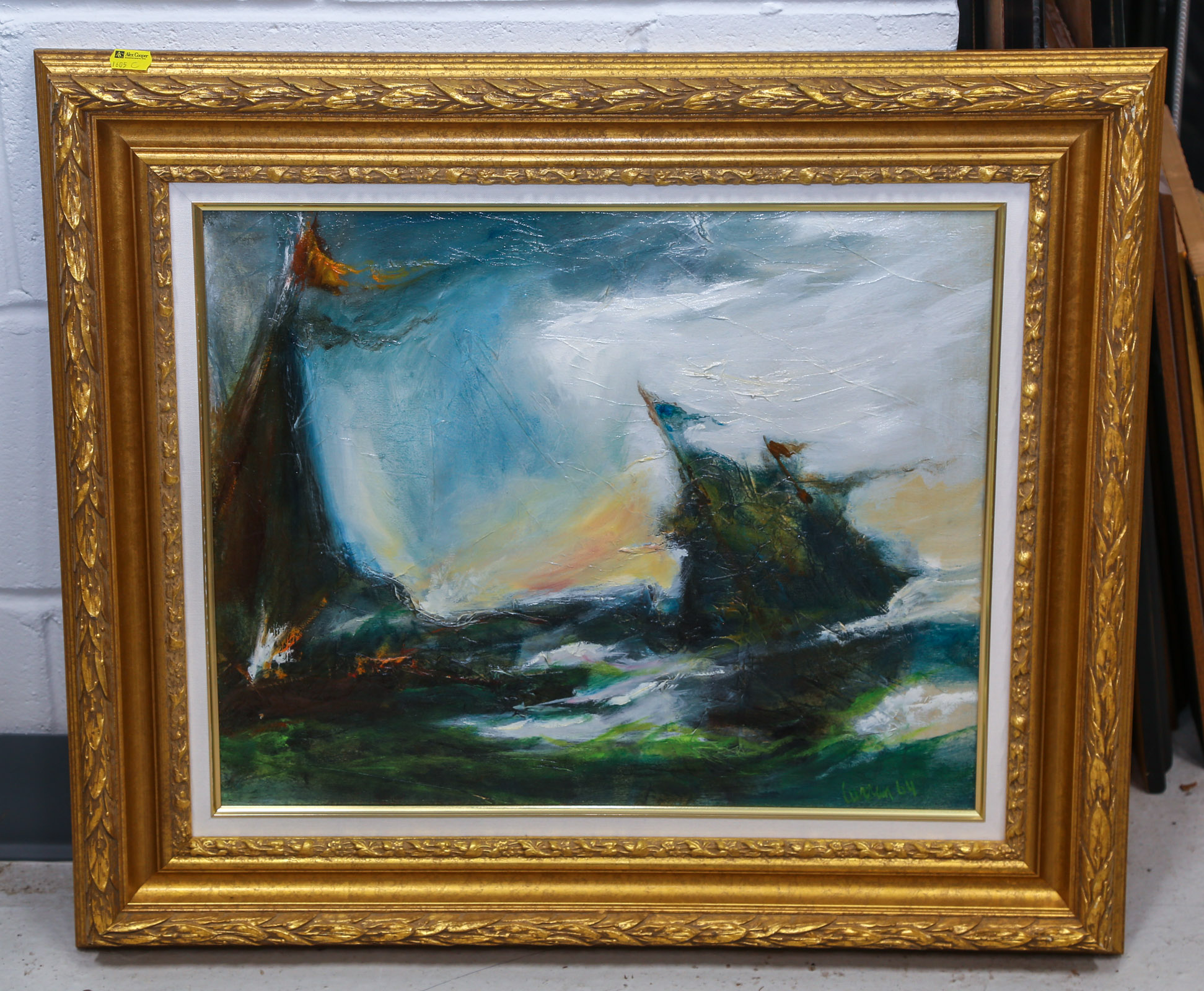 NAUTICAL PAINTING SHIP ROCK  3cb951