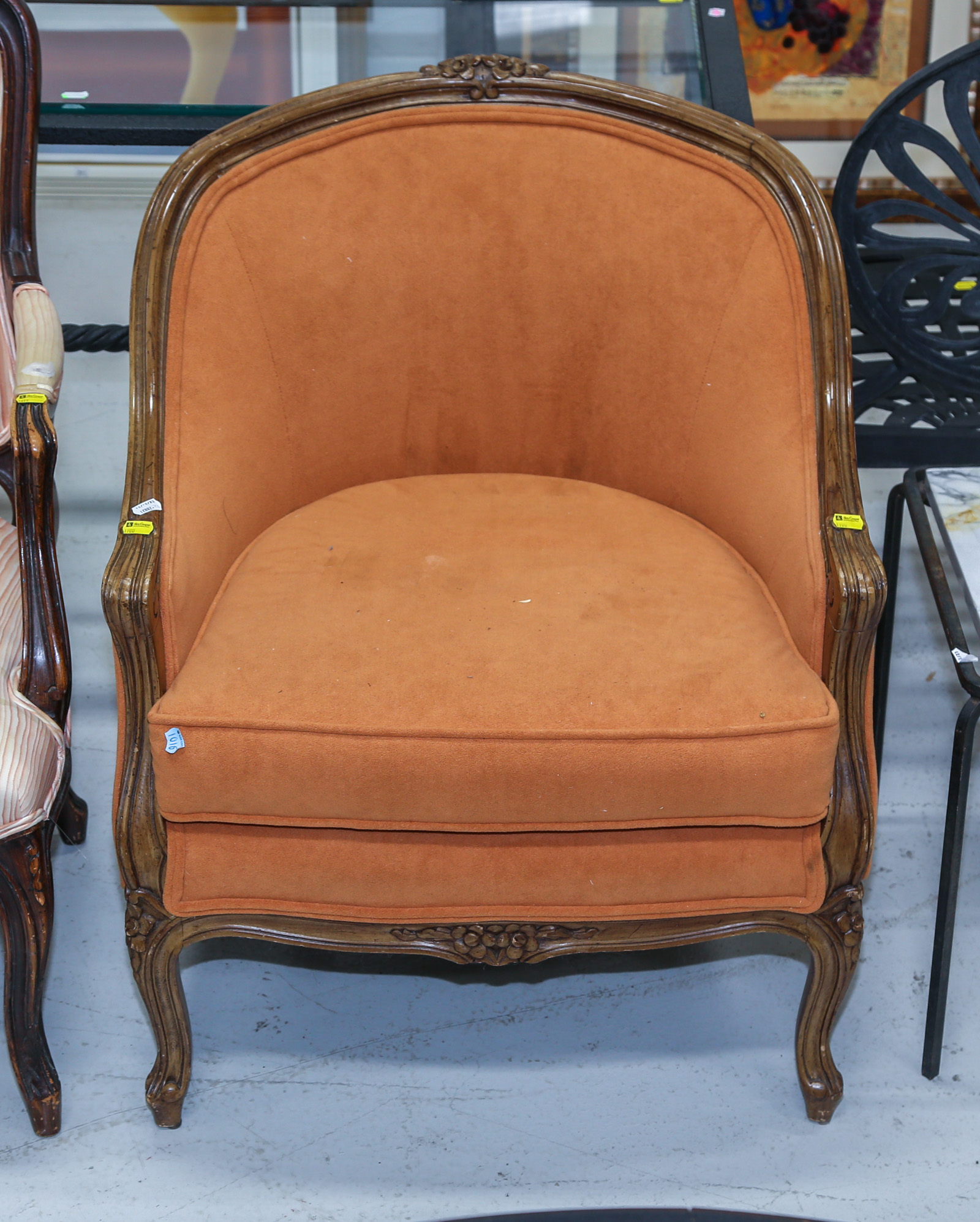 LOUIS XV STYLE BARREL BACK ARMCHAIR 3cb996