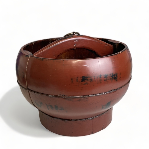 A Chinese wood & red lacquer ware