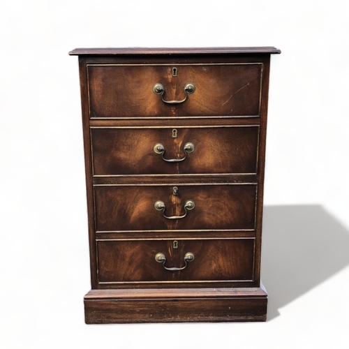 A VINTAGE LEATHER TOPPED OFFICE TWO-DRAWER