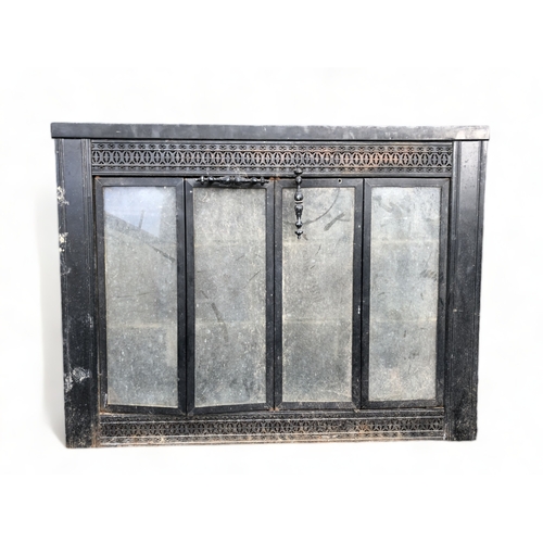 A 19TH CENTURY FOLDING GLASS FIRE SCREEN.