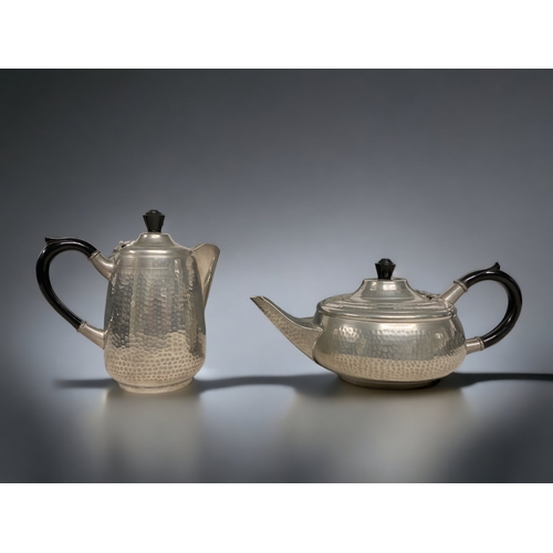 A JACOBITE PEWTER TEA & COFFEE POTS.