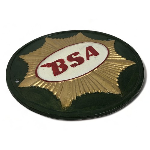 A cast Iron BSA Motorcycle plaque 3c9534