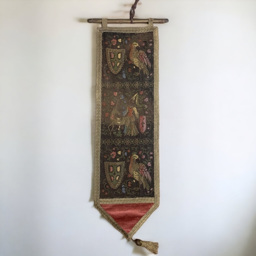 A VICTORIAN UPHOLSTERED WALL HANGING.LENGTH