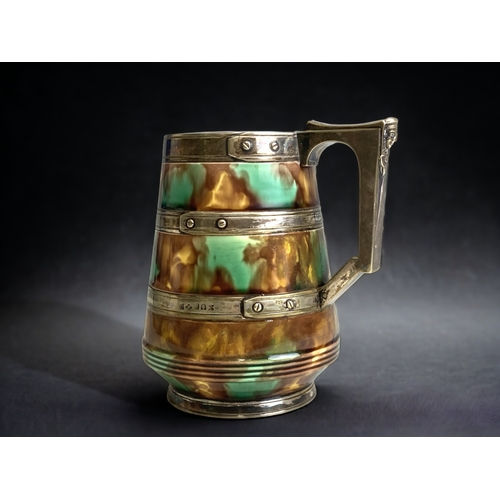 WEDGWOOD TANKARD WITH SILVER PLATE 3c9589